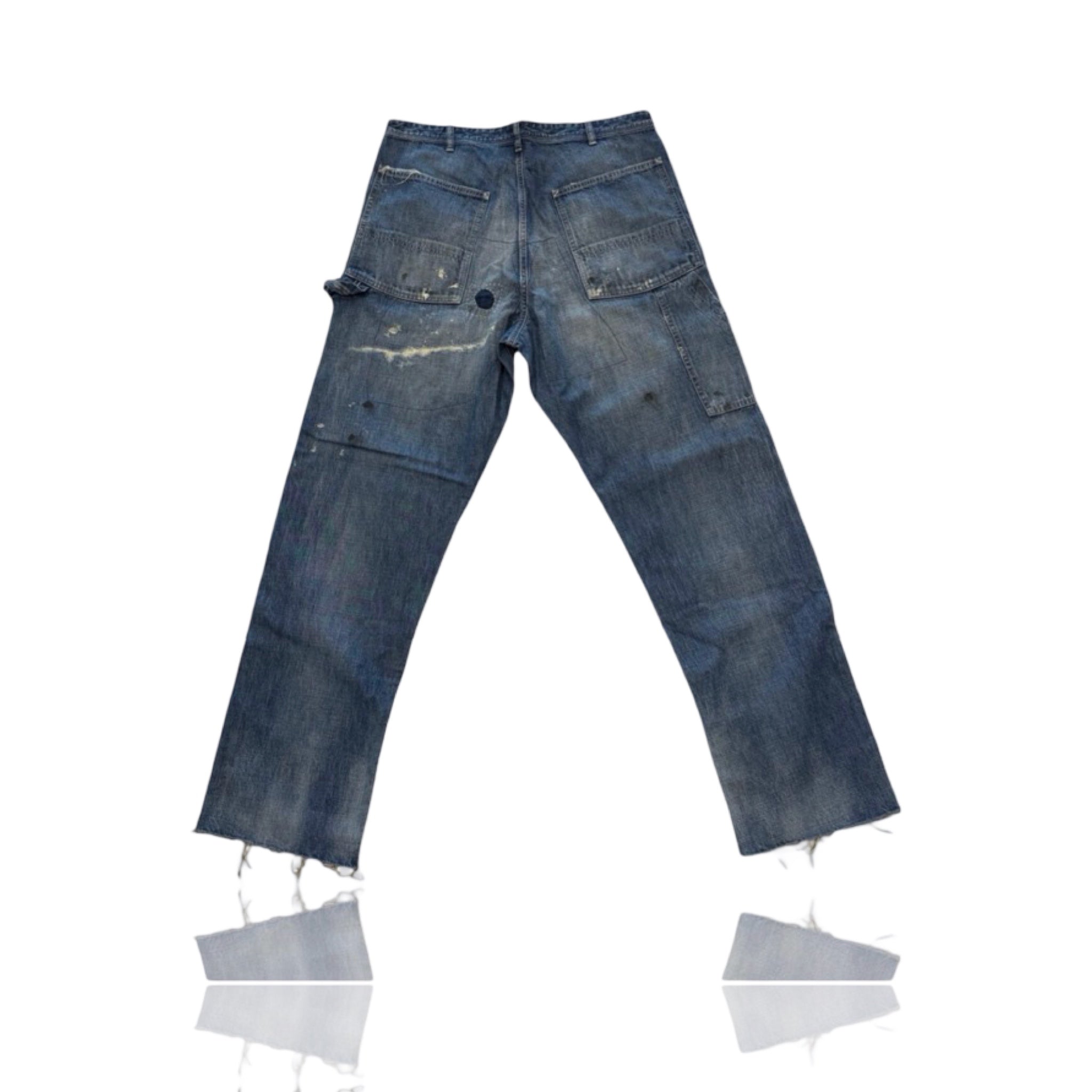 Saint Michael Straight-Leg Distressed Paint Splattered Jeans
