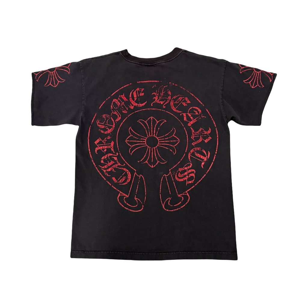 Chrome Hearts Vintage Red Horseshoe Vintage T Shirts Black