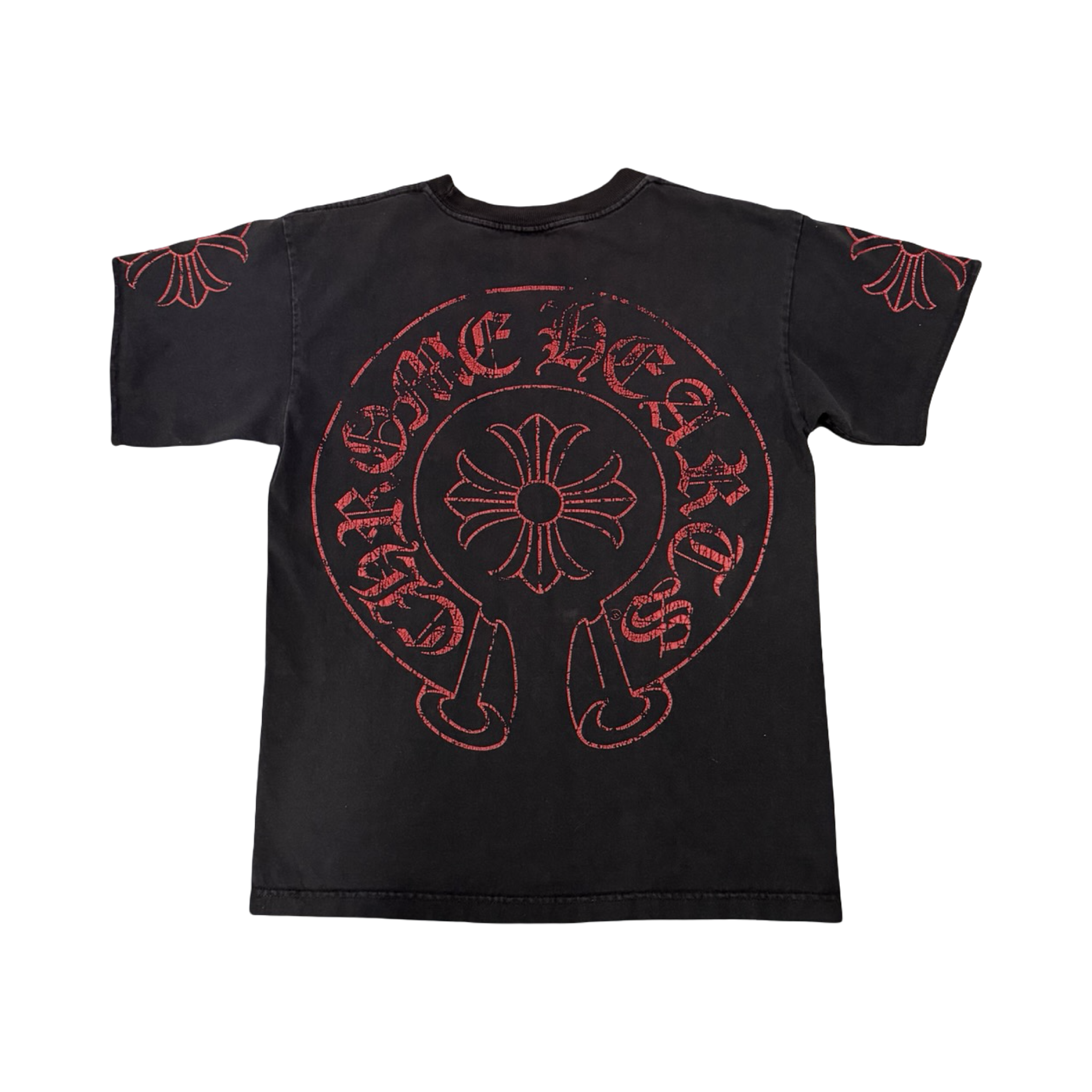 Chrome Hearts Vintage Red Horseshoe Vintage T Shirts Black