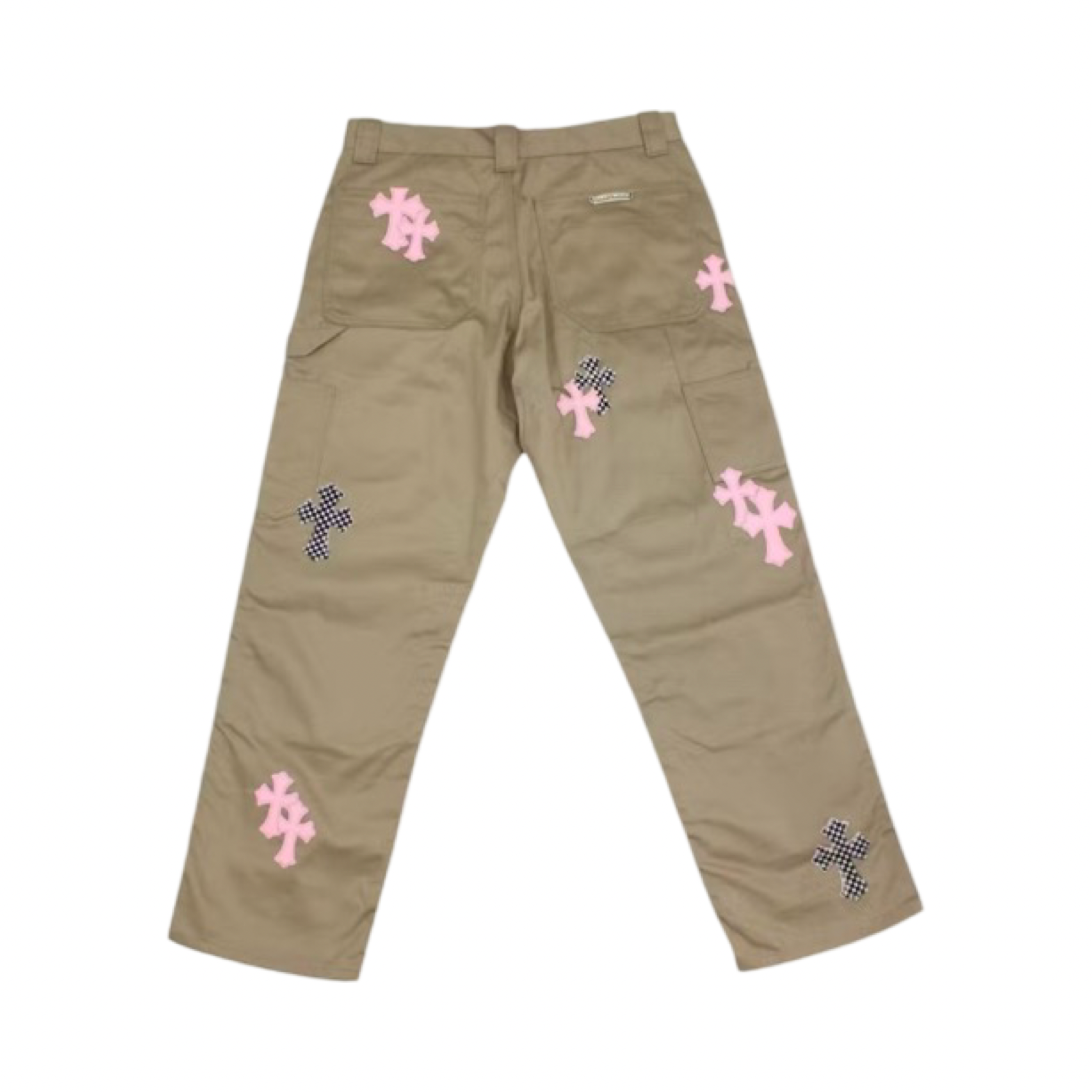 Chrome Hearts Pink  Cross Leather Patch Carpenter Pants