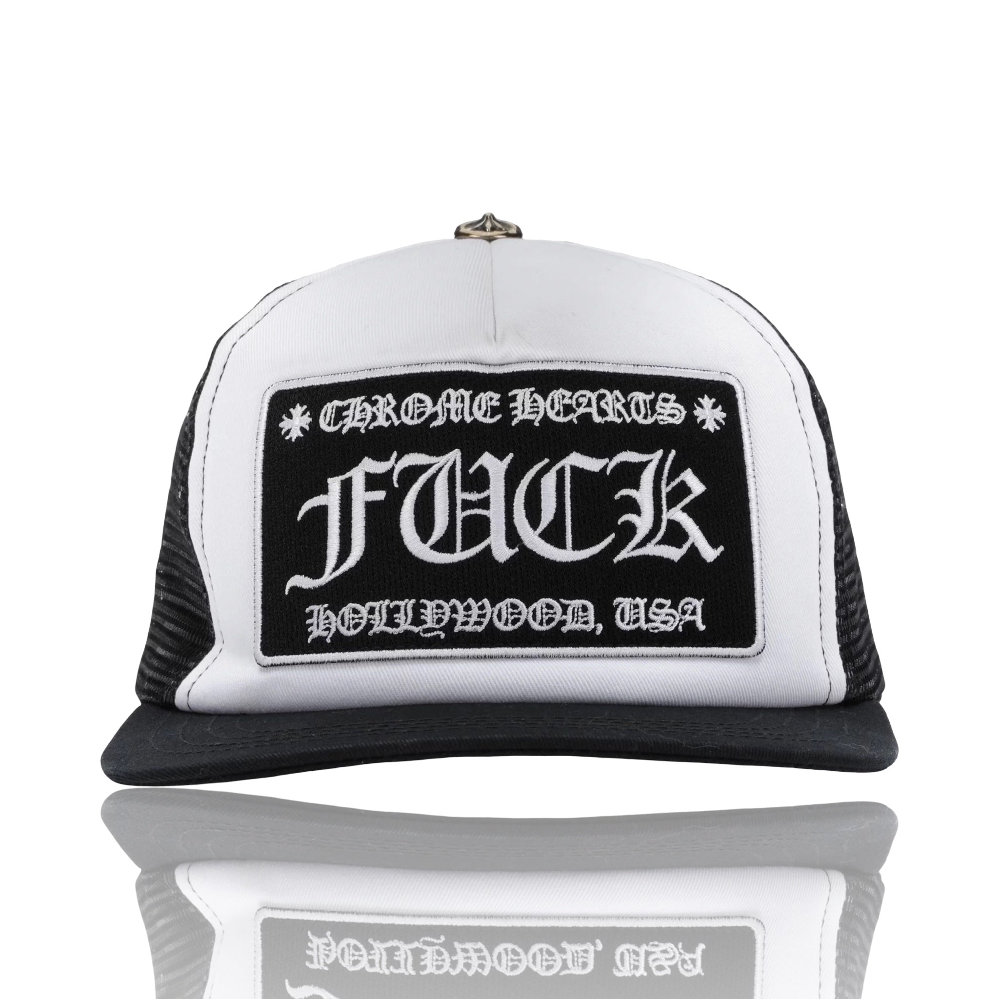 Chrome Hearts Fuck Hollywood Trucker Hat Black/White