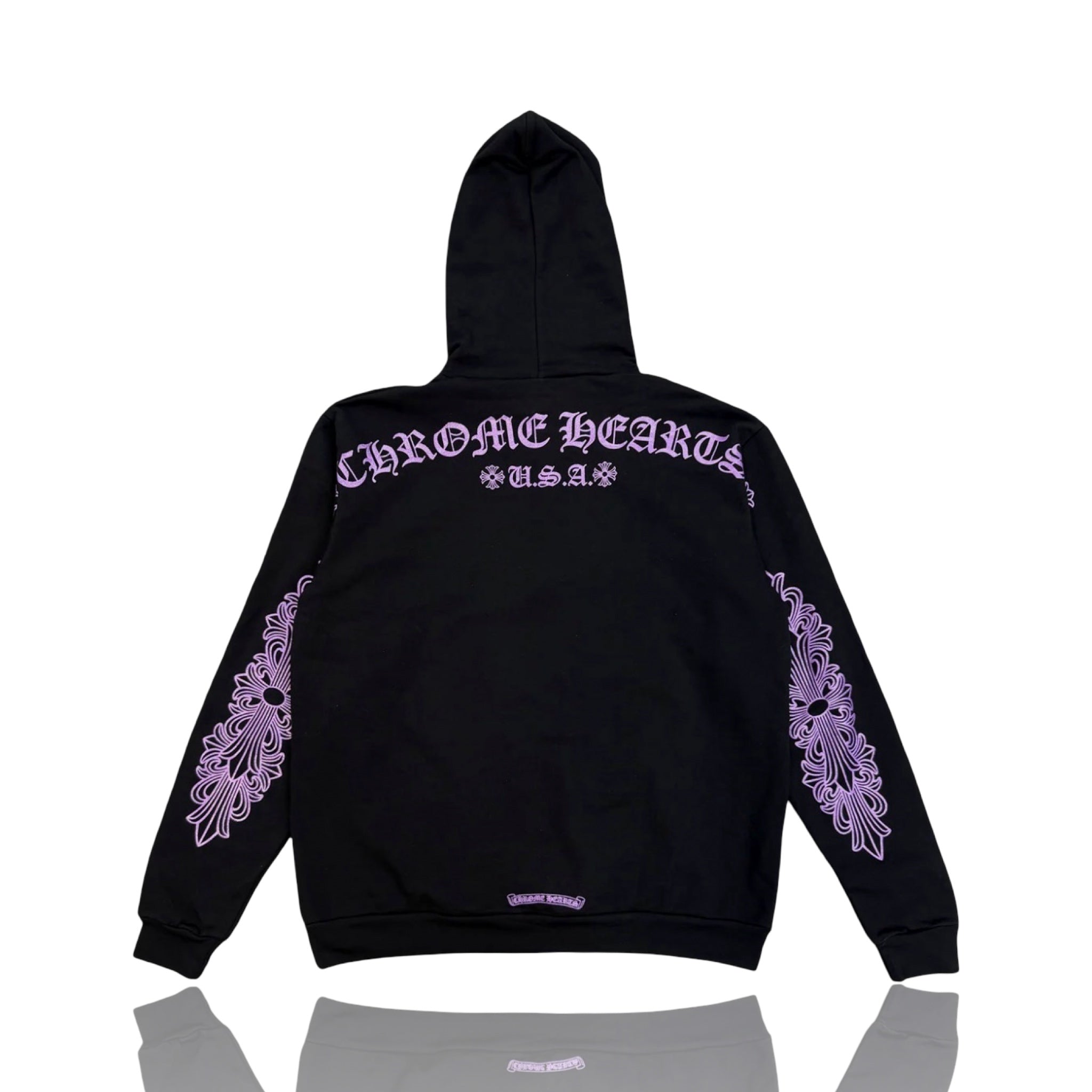 Chrome Hearts Floral Glitter Friends & Family Black/Purple Hoodie