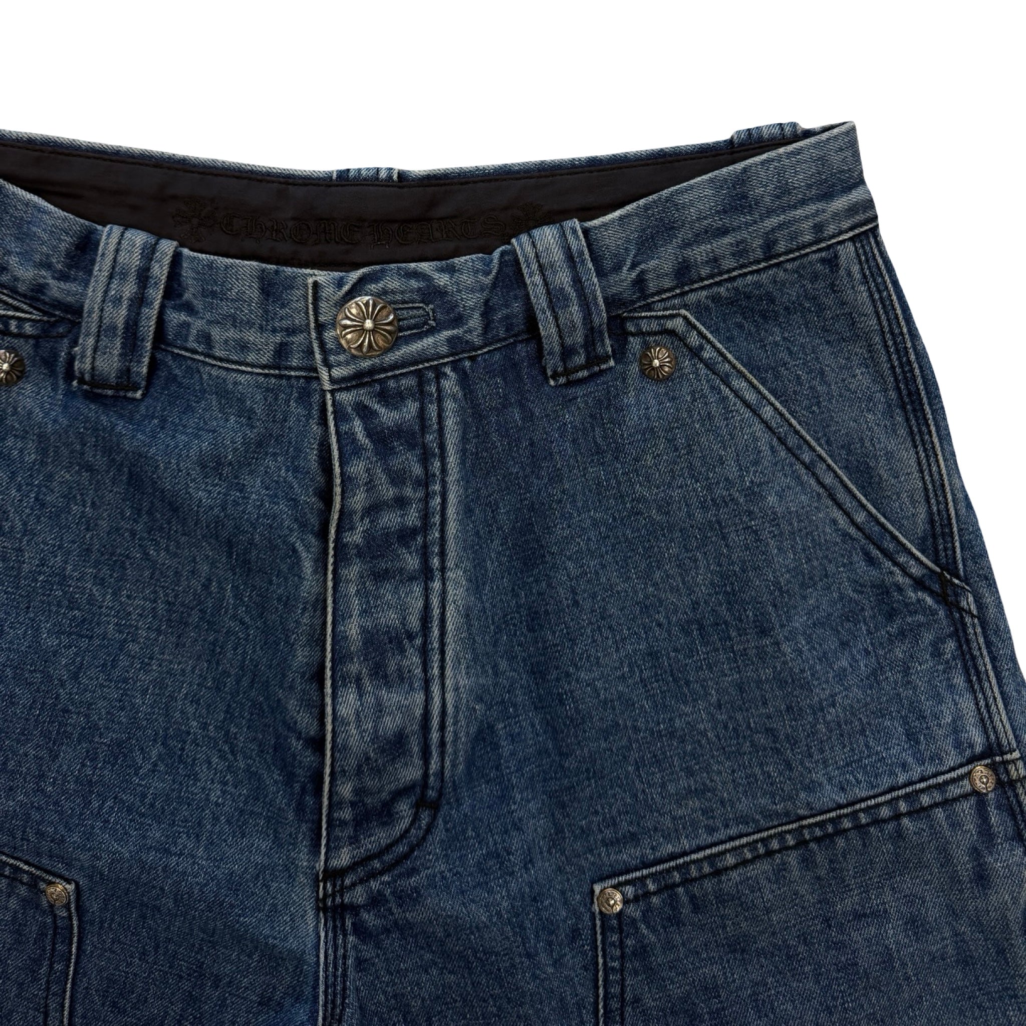 Chrome Hearts Double Knee Carpenter Denim Shorts Blue