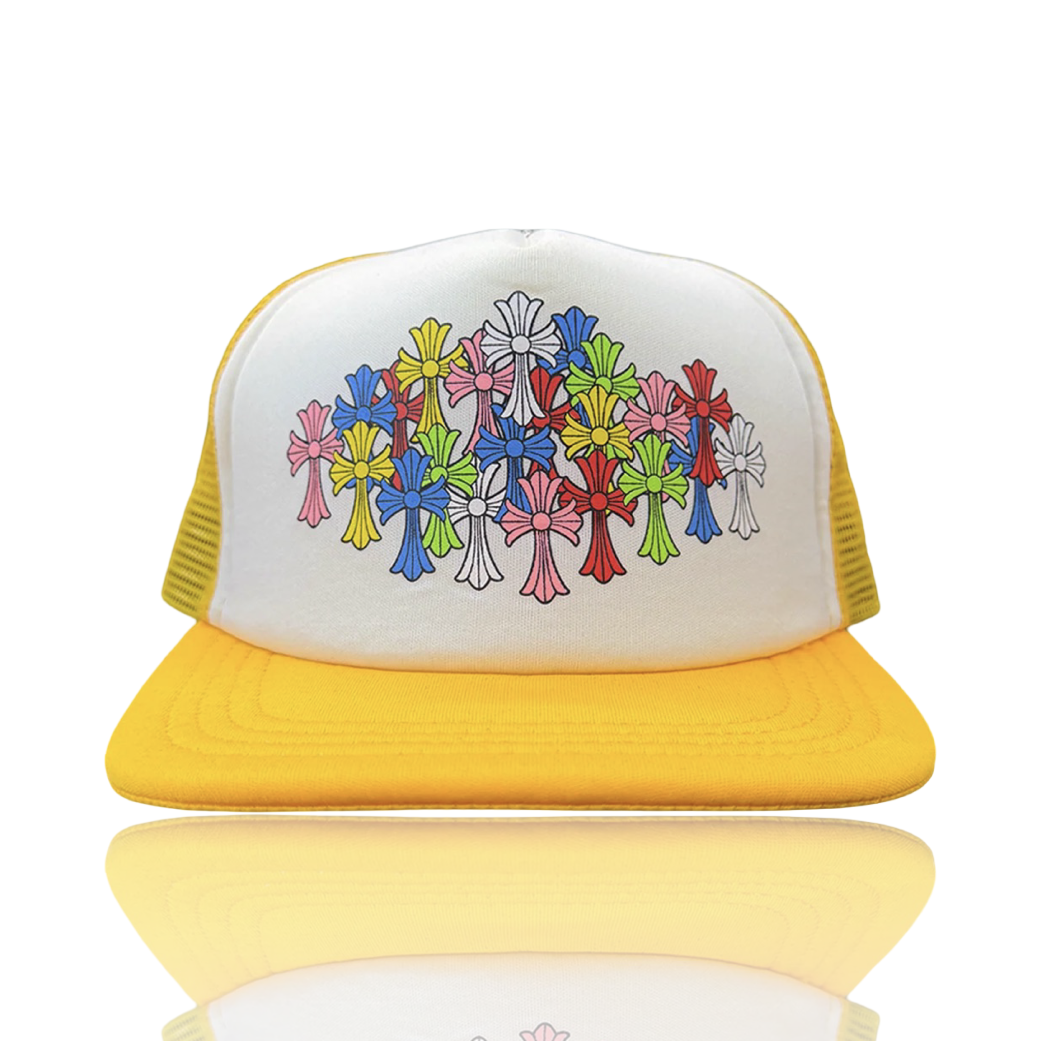 Chrome Hearts Multicolor Cemetery Cross Trucker Yellow