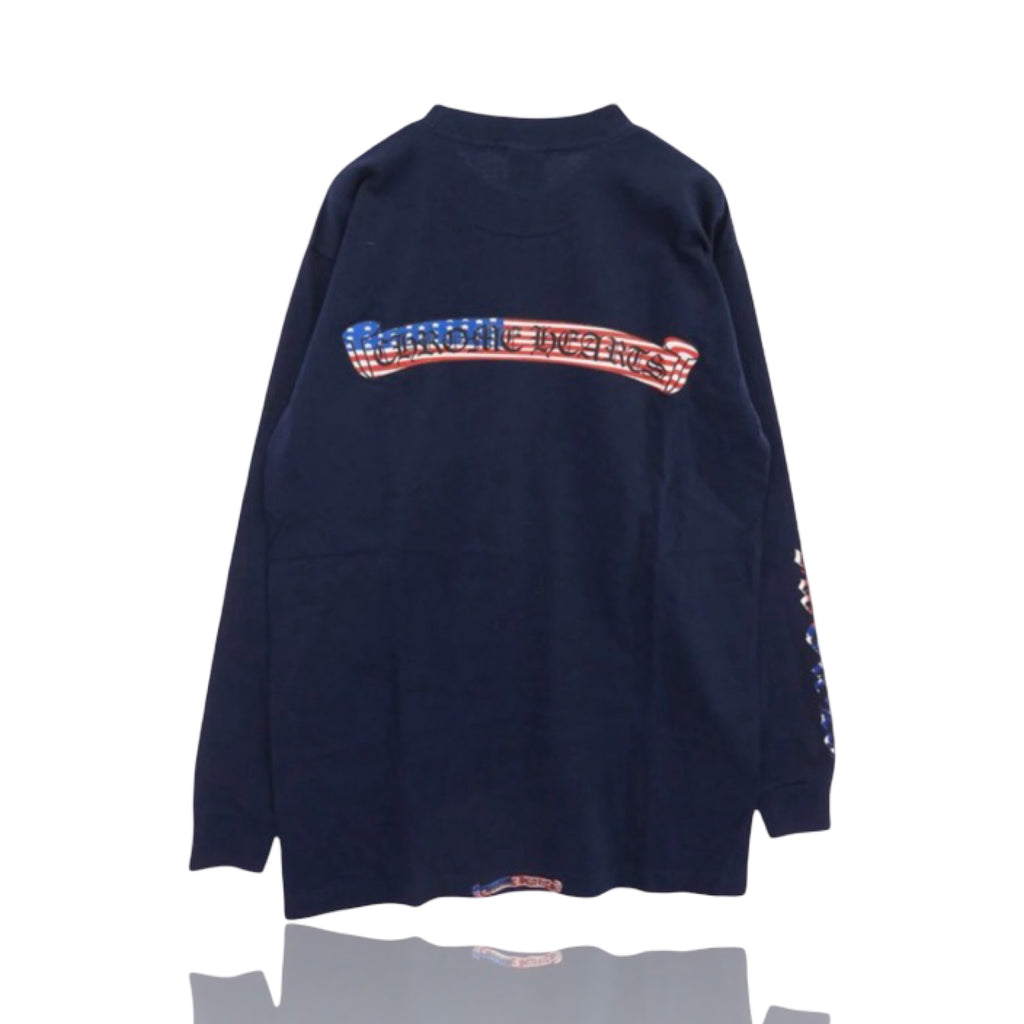 Chrome Hearts American Flag Navy Long-Sleeve