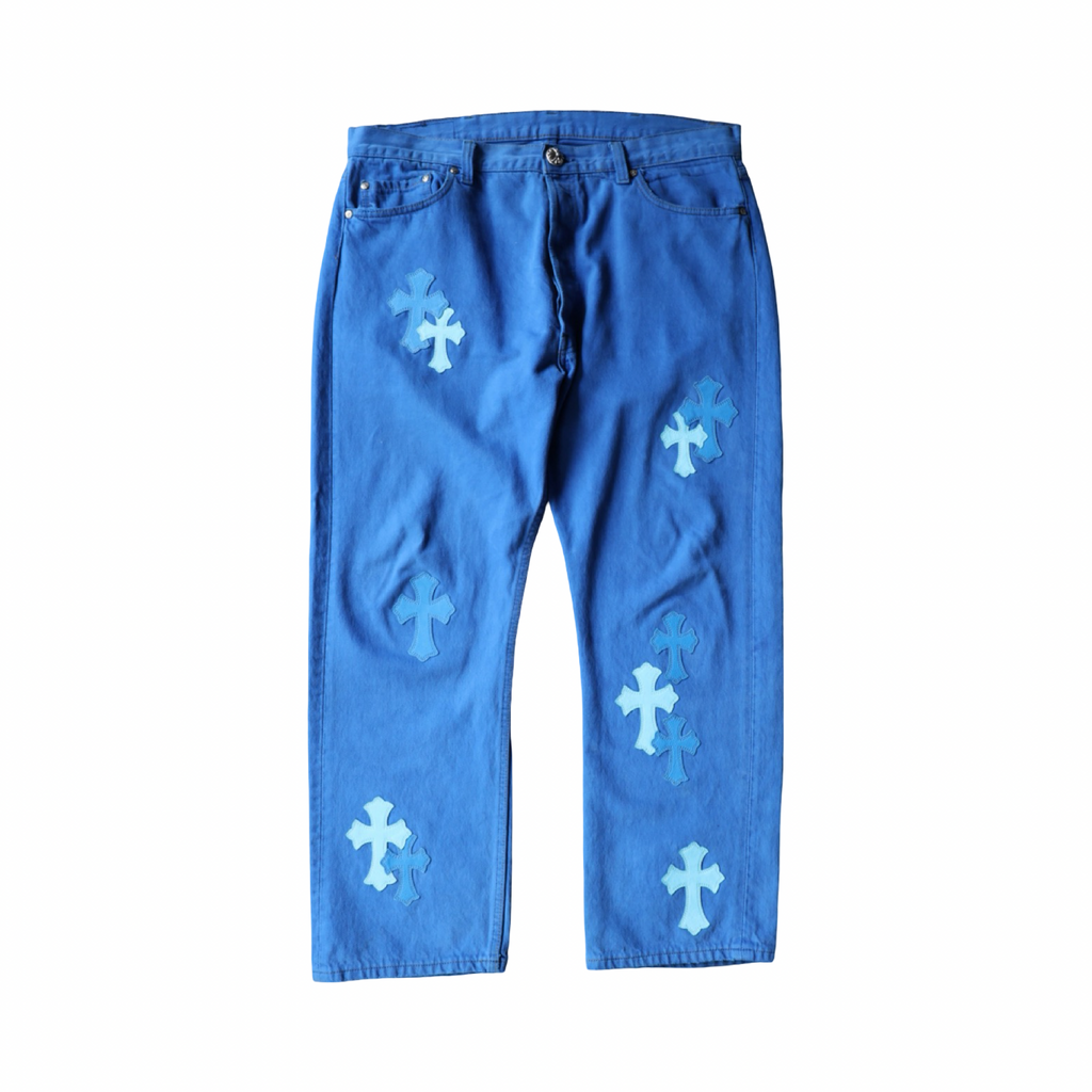 Chrome Hearts Levi's 501 London Exclusive Blue Dyed Cross Patch Jeans
