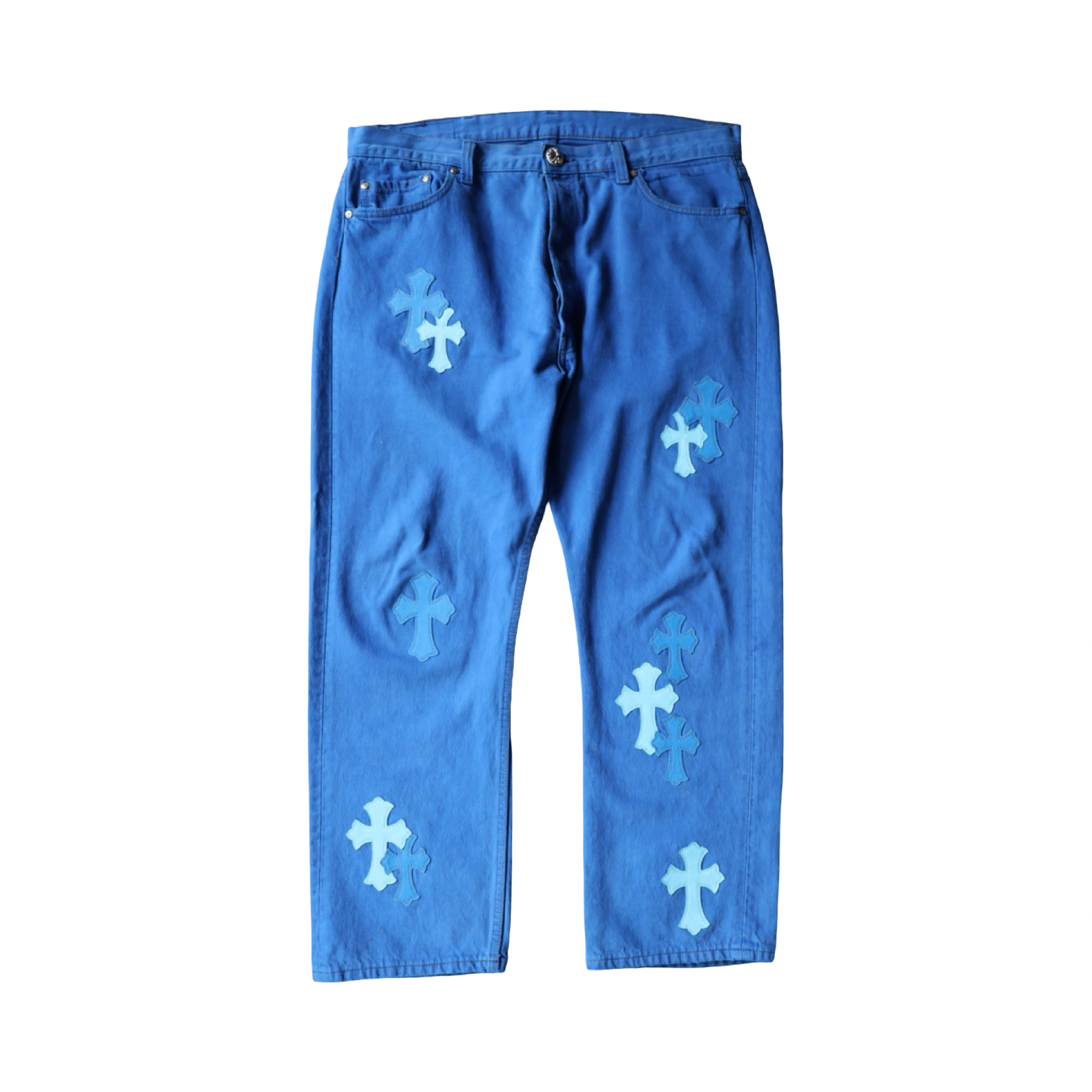 Chrome Hearts Levis London Exclusive Blue Dyed Cross Patch Jeans
