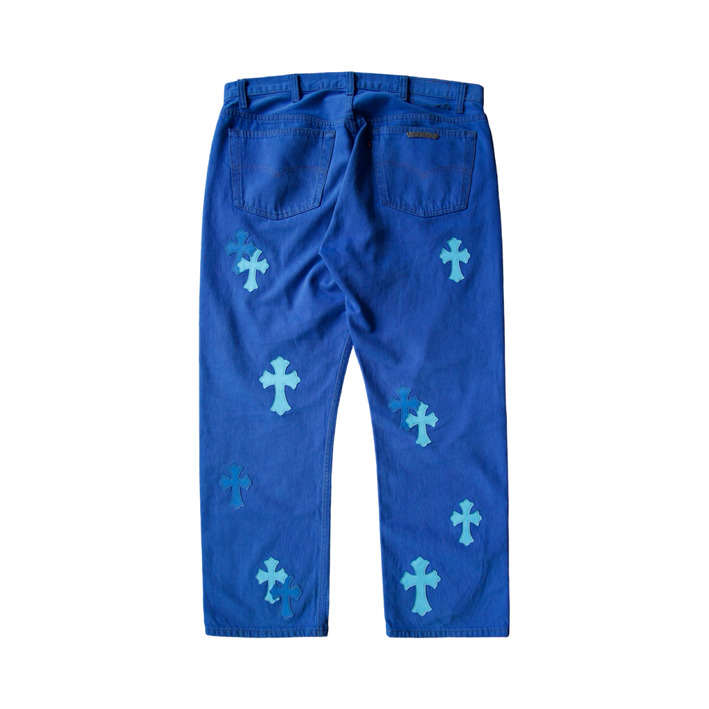 Chrome Hearts Levi's 501 London Exclusive Blue Dyed Cross Patch Jeans