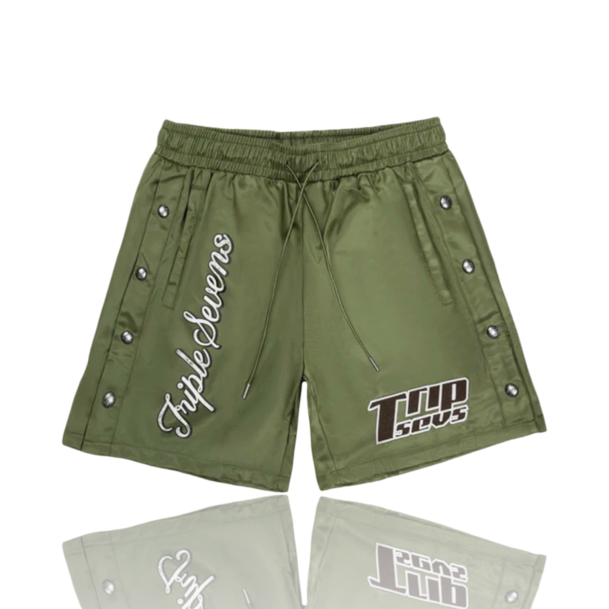 Triple Sevens 07 Nylon Button Up Shorts Olive