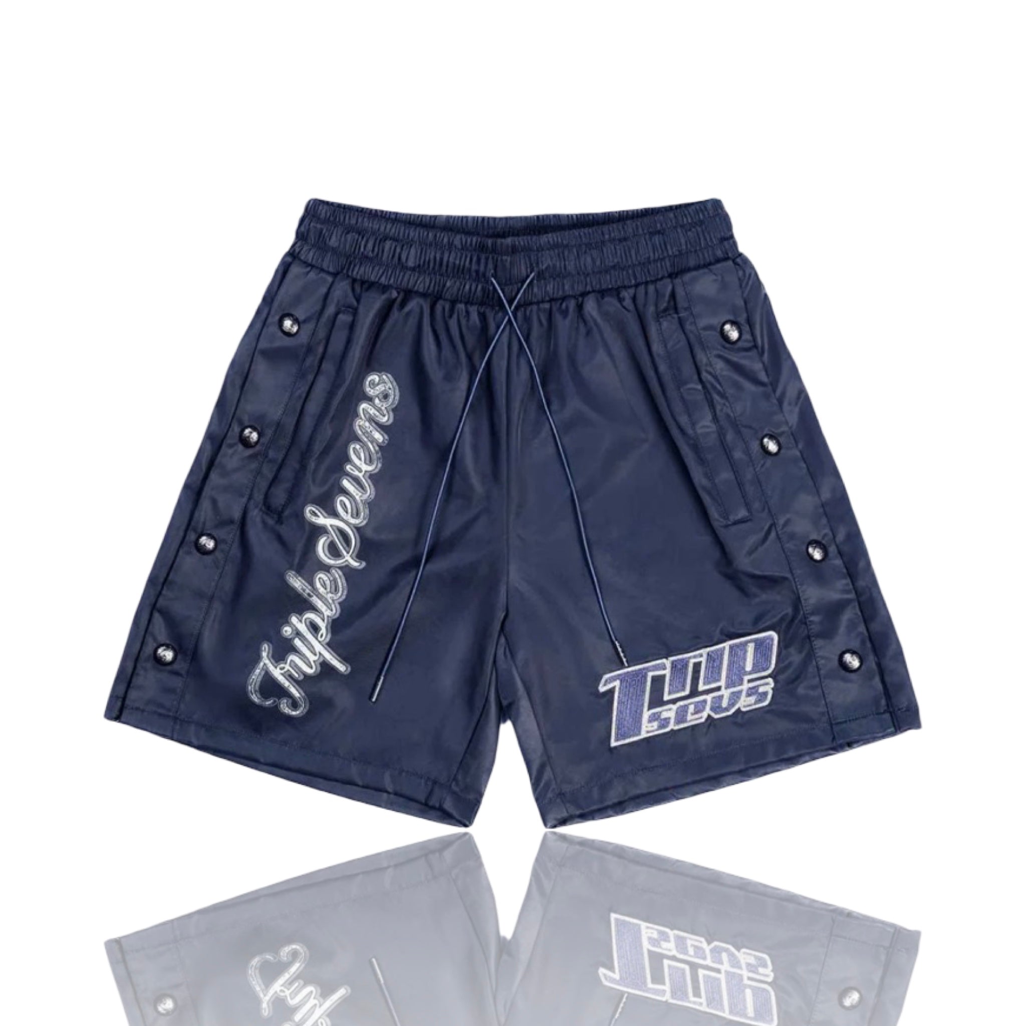 Triple Sevens 07 Nylon Button Up Shorts Navy