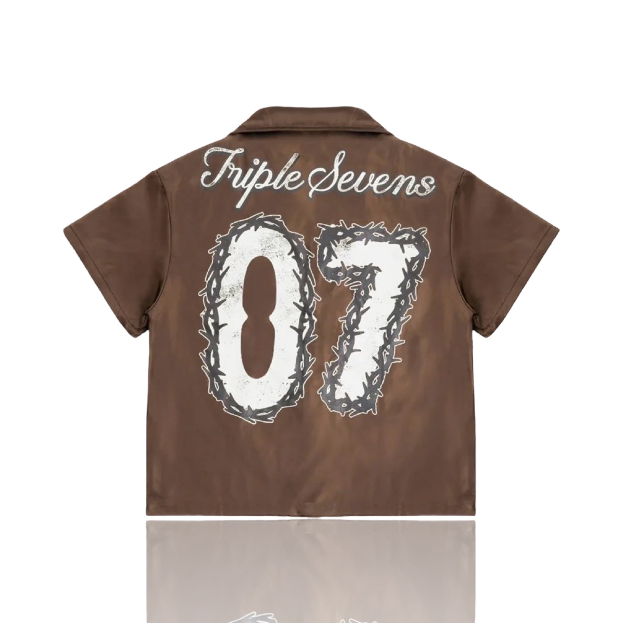 Triple Sevens 07 Nylon Button Up Shirt Brown