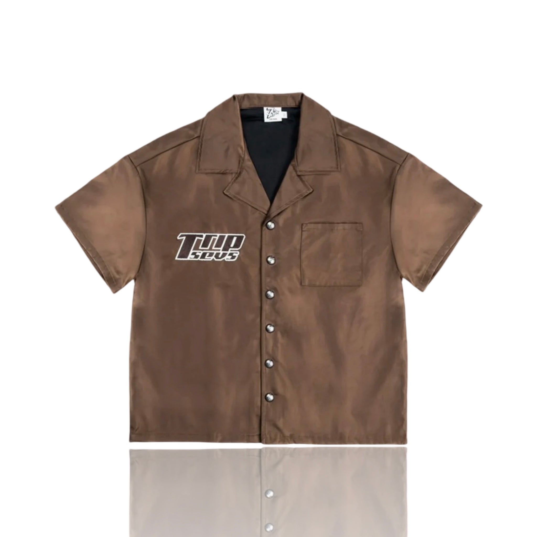 Triple Sevens 07 Nylon Button Up Shirt Brown