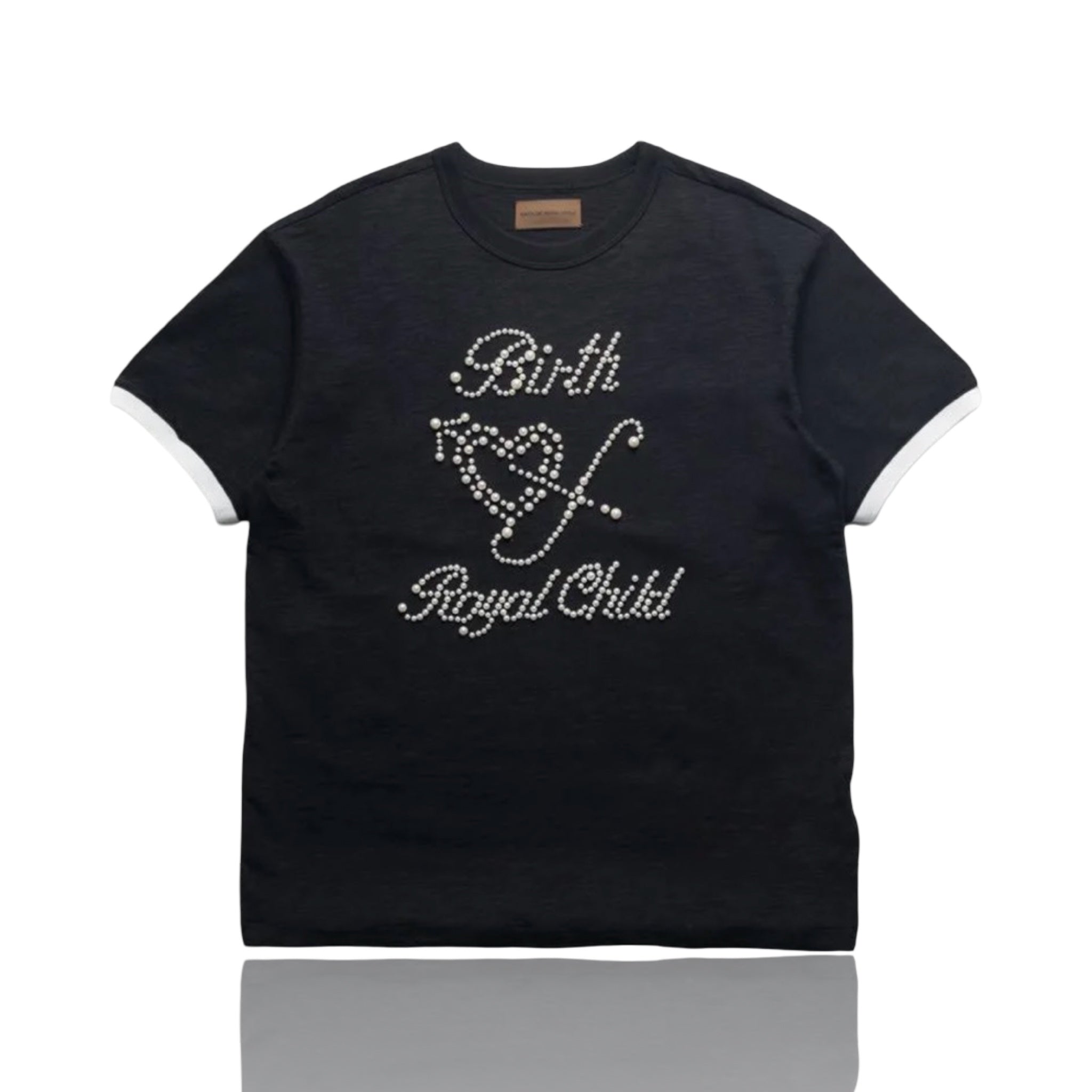 Birth Of Royal Child Pearl Patchwork Tee Black
