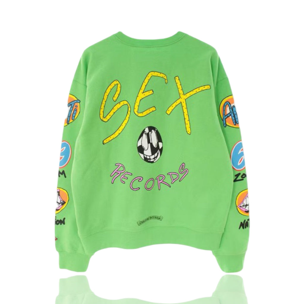 Chrome Hearts X Matty Boy Sex Records Logo Slime Green Crewneck