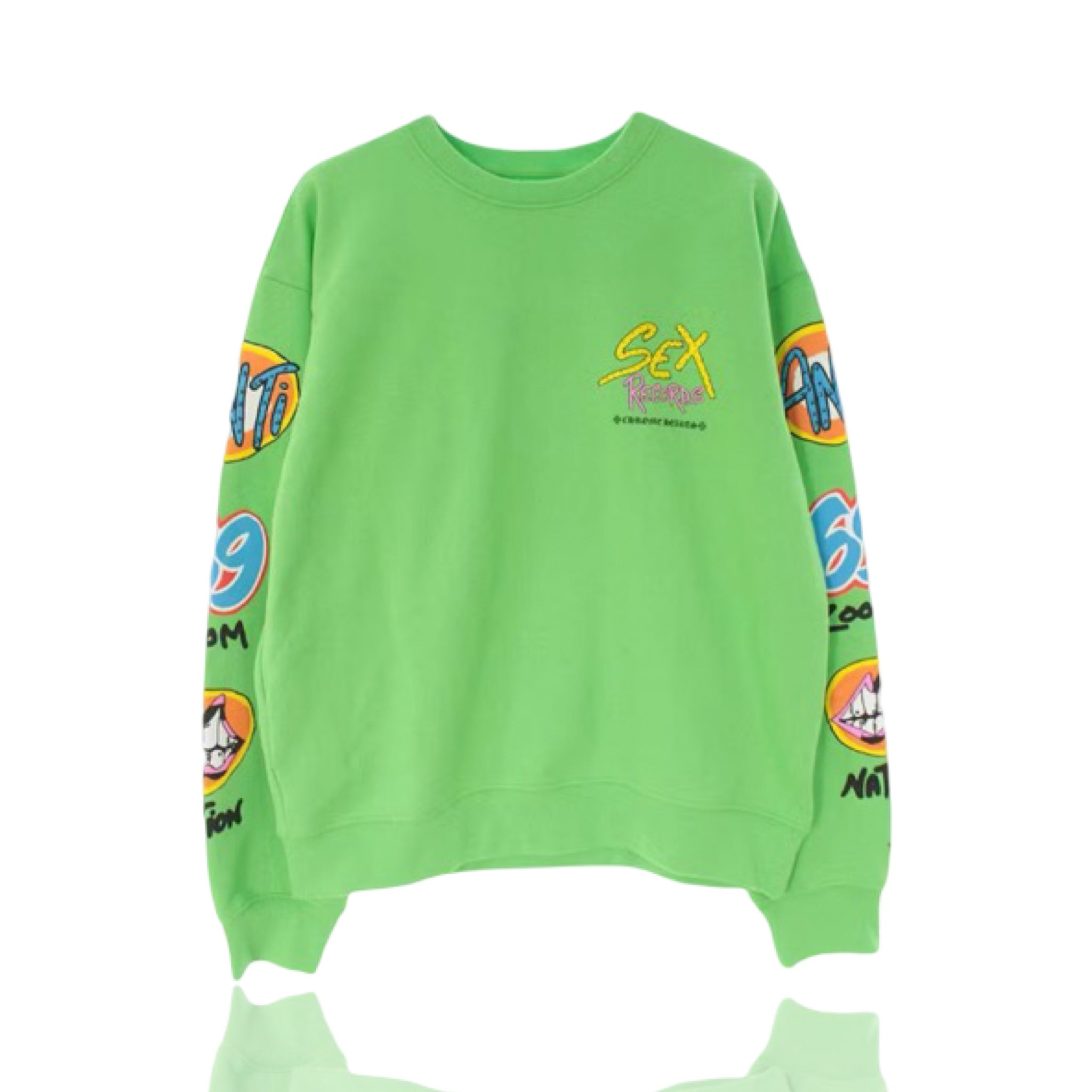 Chrome Hearts X Matty Boy Sex Records Logo Slime Green Crewneck