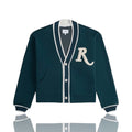 Rhude R Patch Terry Cardigan Teal Cream