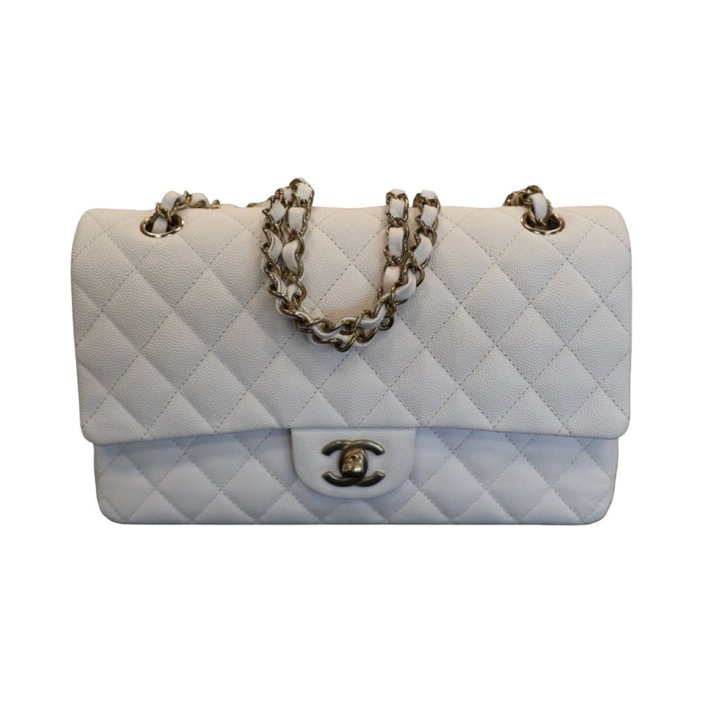 Chanel White Caviar Medium Classic Flap