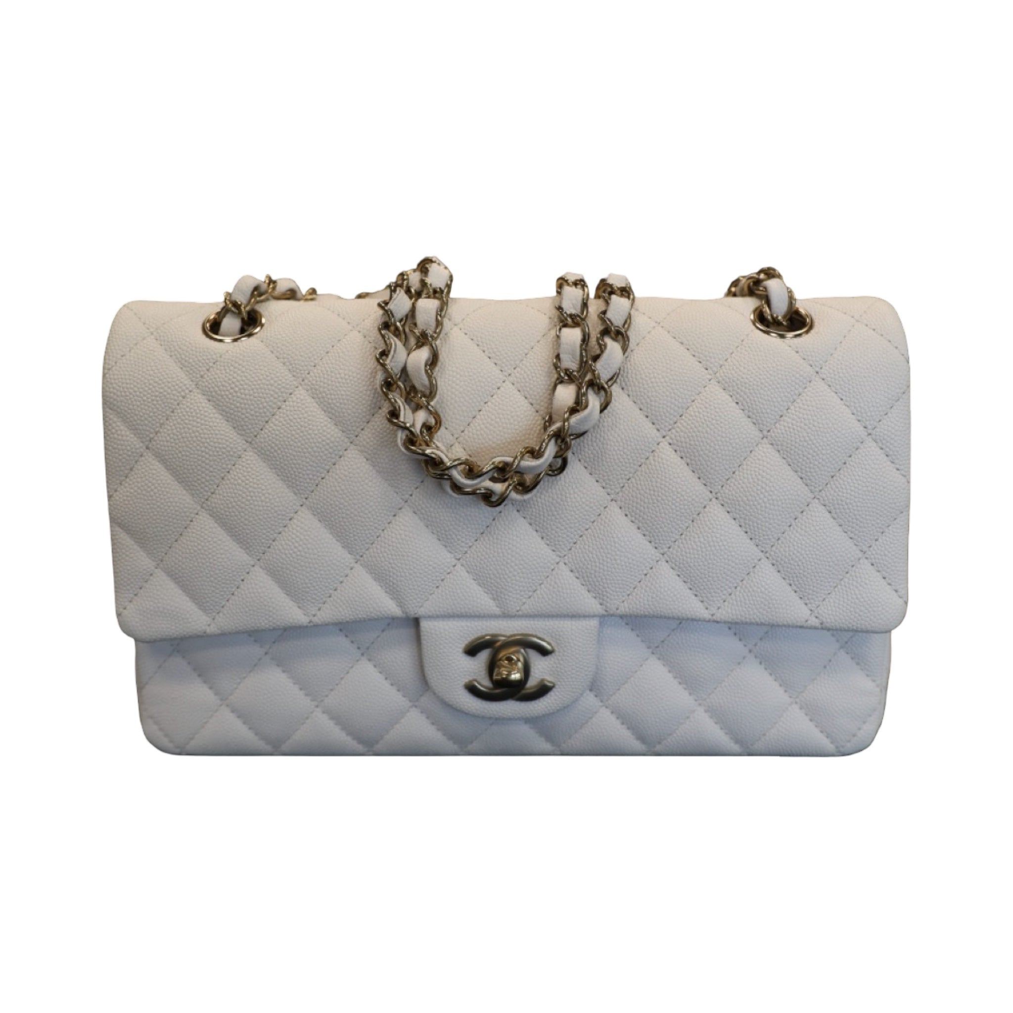 Chanel White Caviar Medium Classic Flap