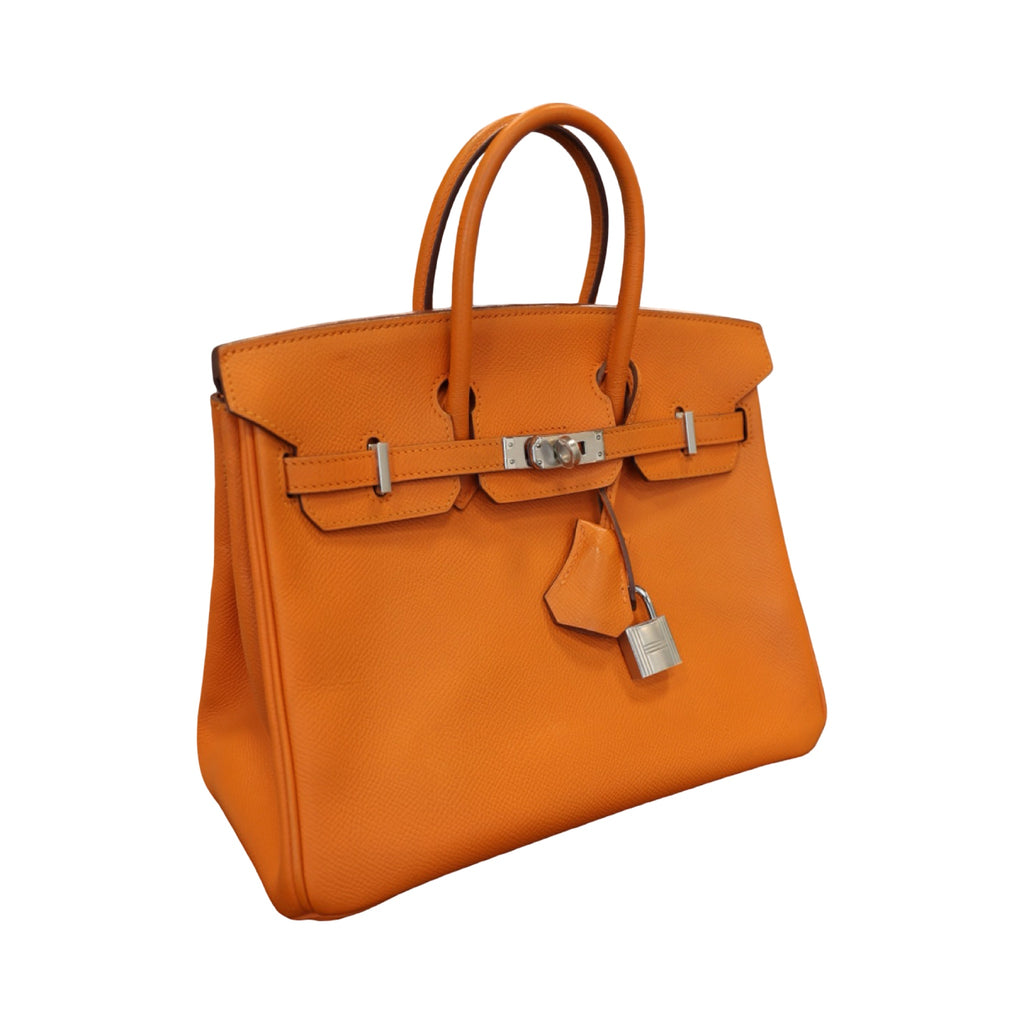 Hermes Birkin 25 Epsom Palladium Hardware Orange