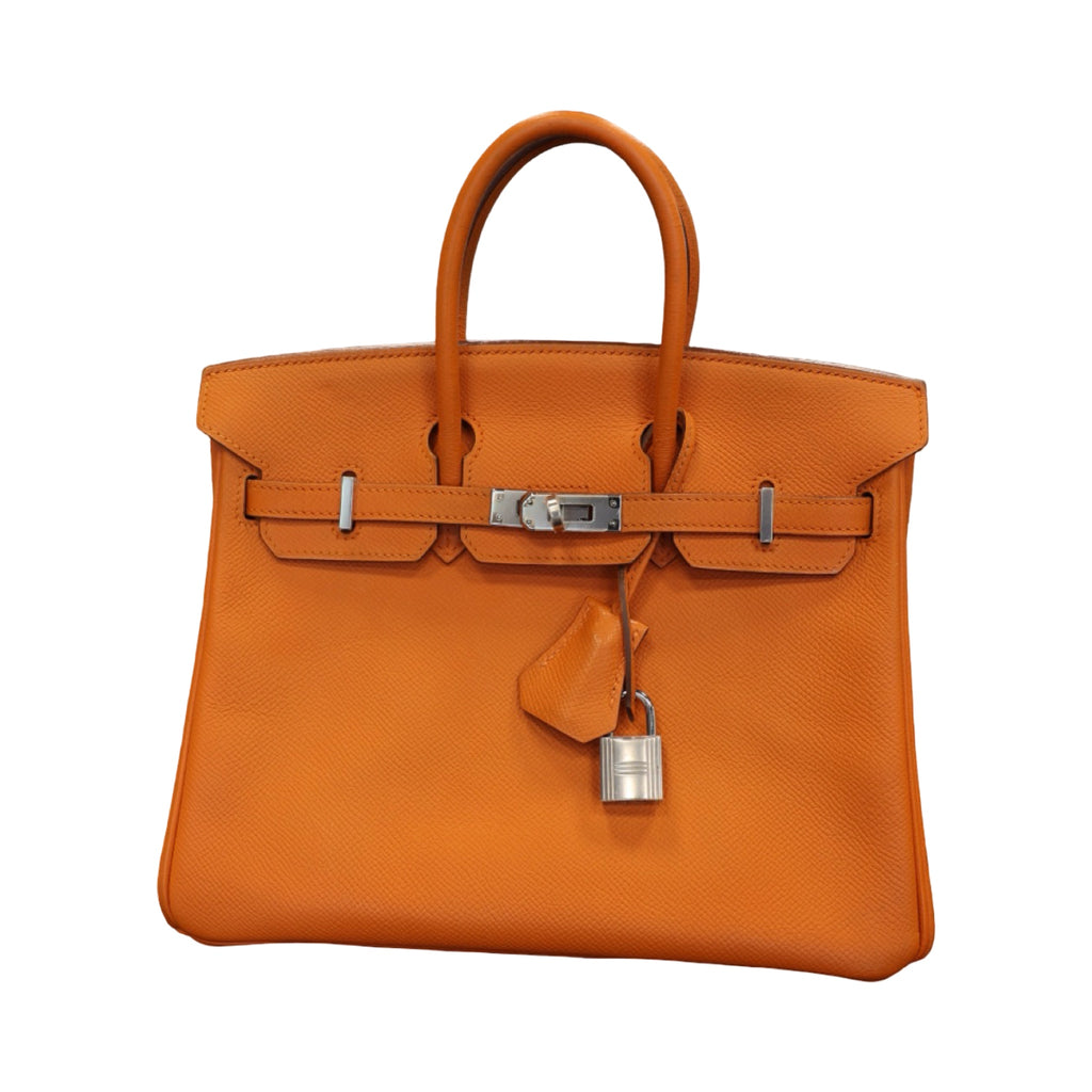 Hermes Birkin 25 Epsom Palladium Hardware Orange