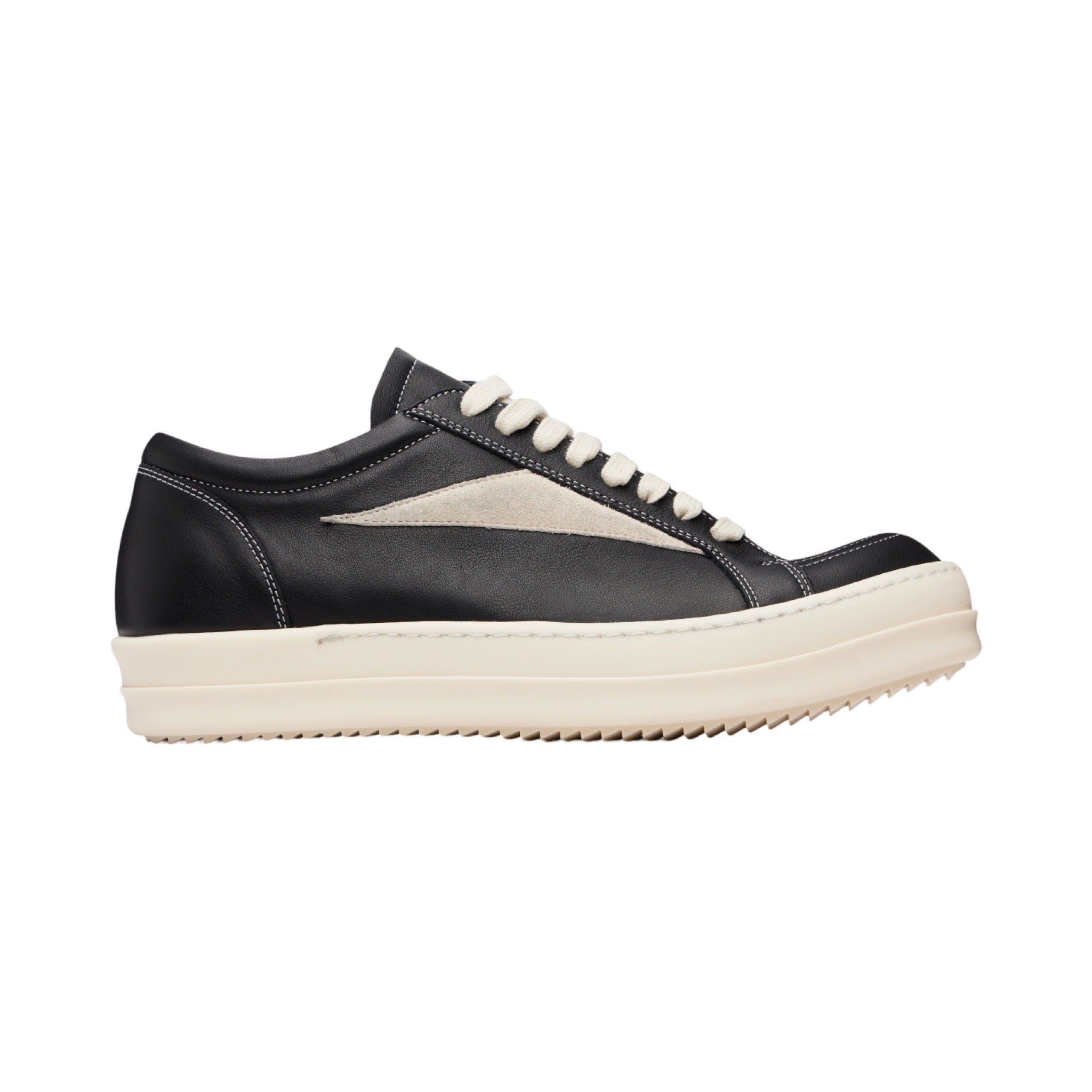 Rick Owens Leather Vintage Sneaks Black/Milk