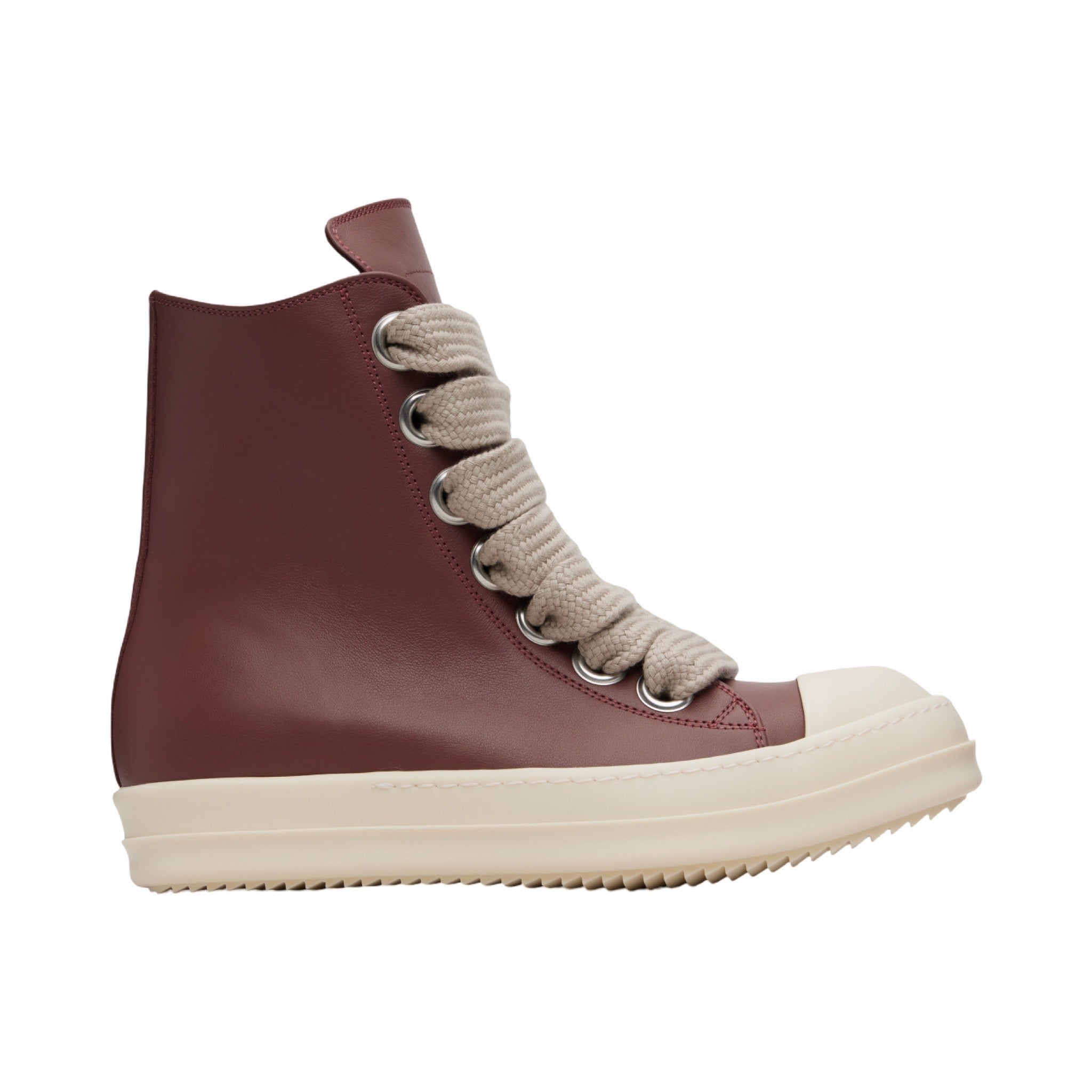 Rick Owens Leather Jumbo Lace High Rosewood/Milk