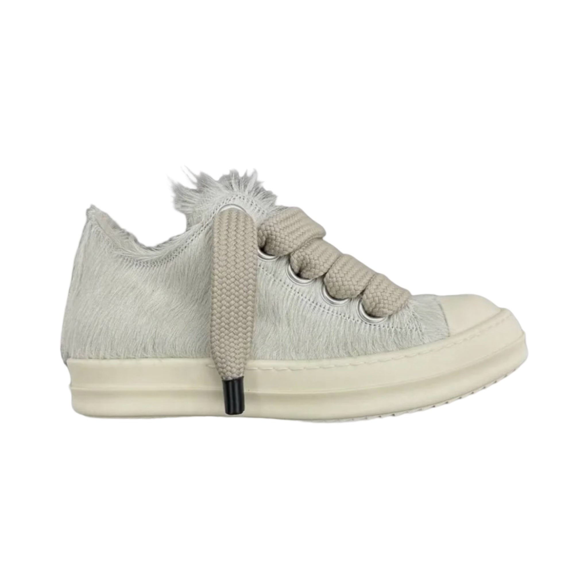 Rick Owens Leather Jumbo Lace Low Furry Milk/Milk