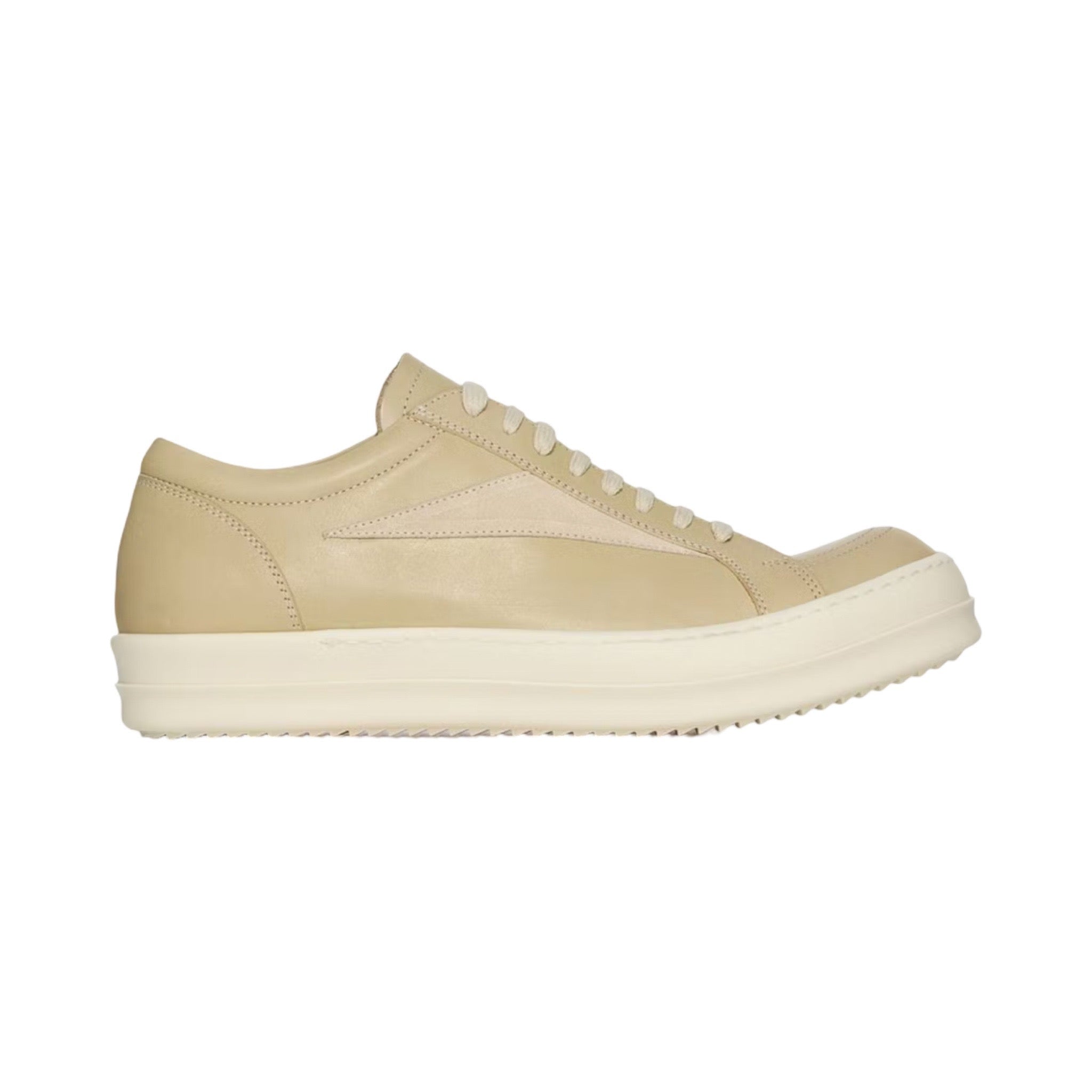 Rick Owens Leather Vintage Sneaks Parchment/Milk