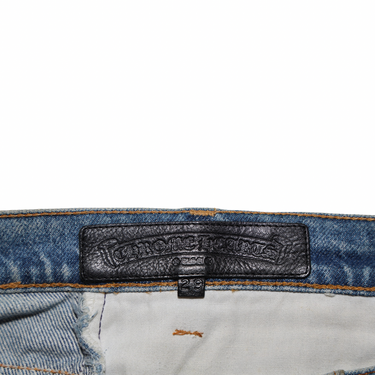 Chrome Hearts Levi's 517 Light Wash Blue Black Cross Patch Jeans