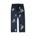 Chrome Hearts  Leopard Green Leather Cross Patch Jeans