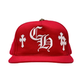 Chrome Hearts Leather Cross Embroidered CH Logo Baseball Hat Red/White