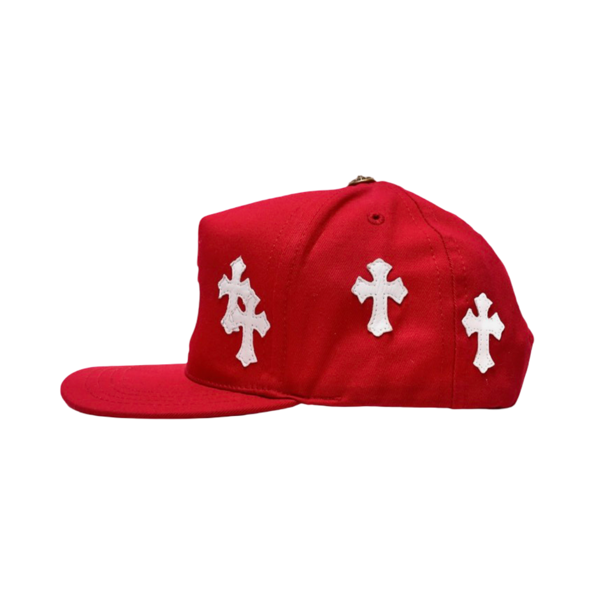 Chrome Hearts Leather Cross Embroidered CH Logo Baseball Hat Red/White