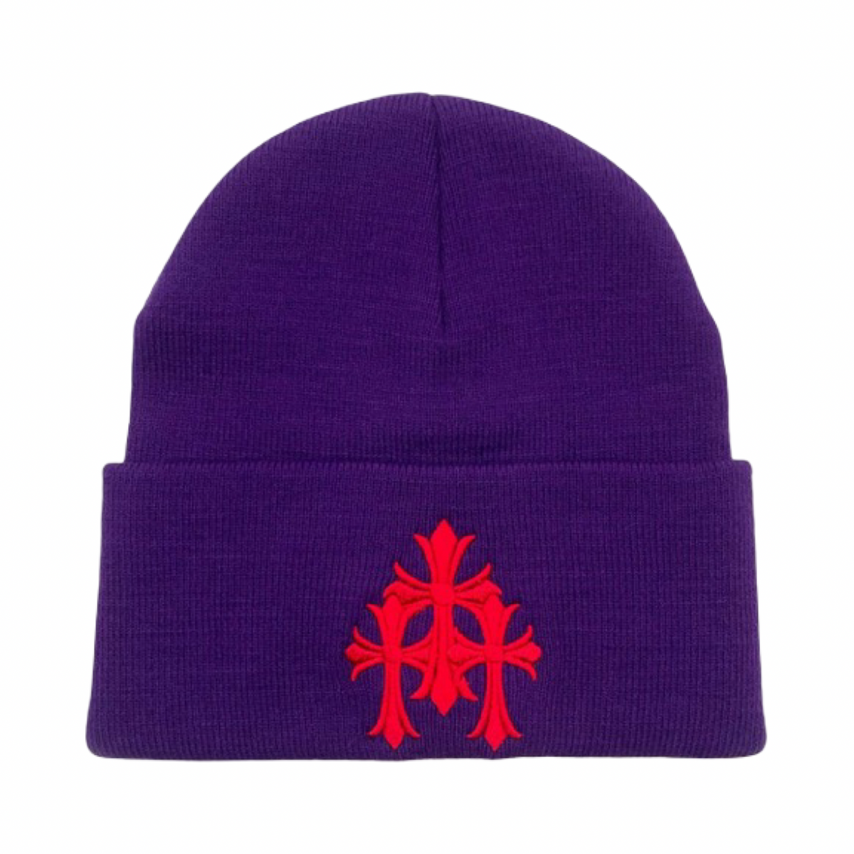 Chrome Hearts Triple Cross Beanie Purple/Red