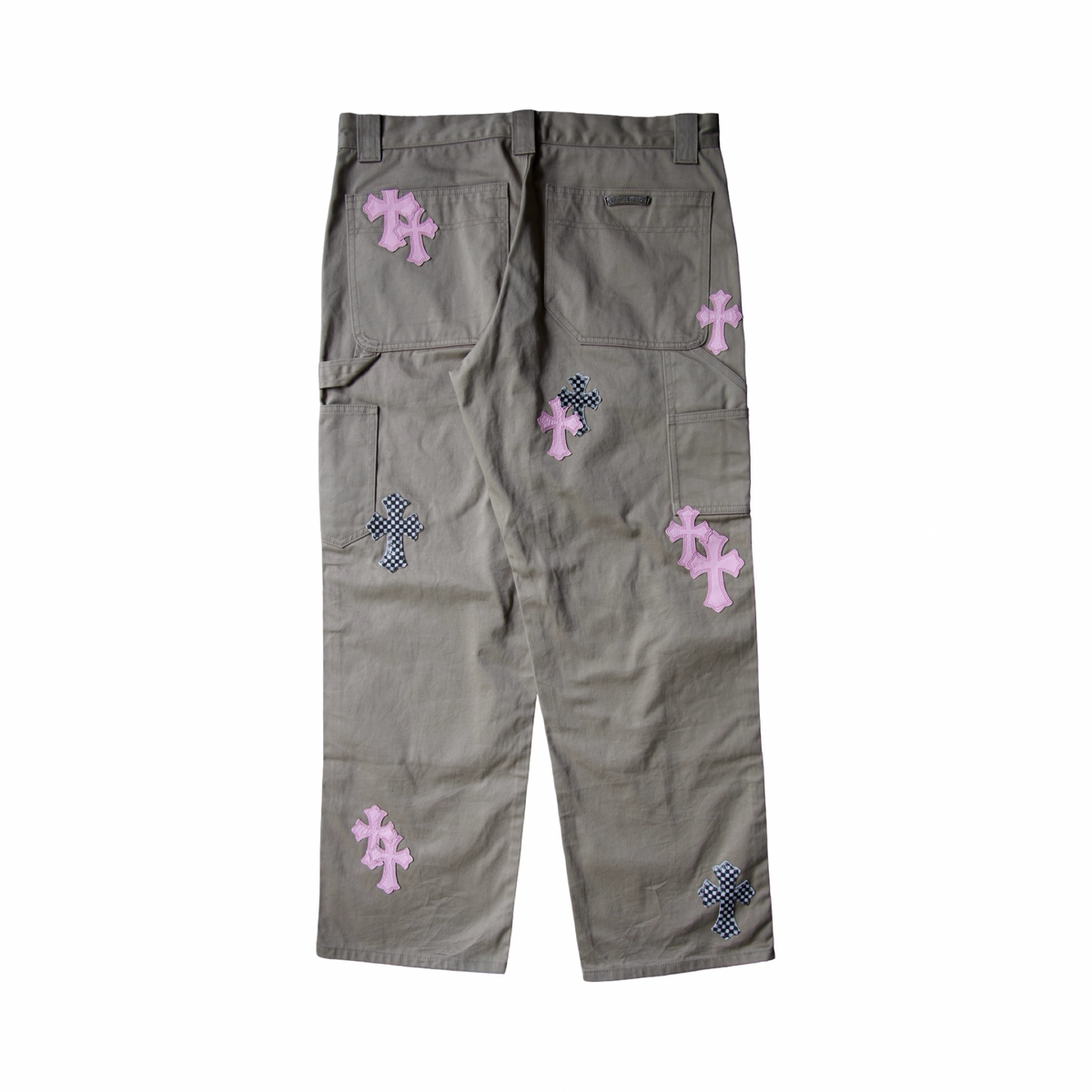 Chrome Hearts Pink Cross Leather Patch Carpenter Pants