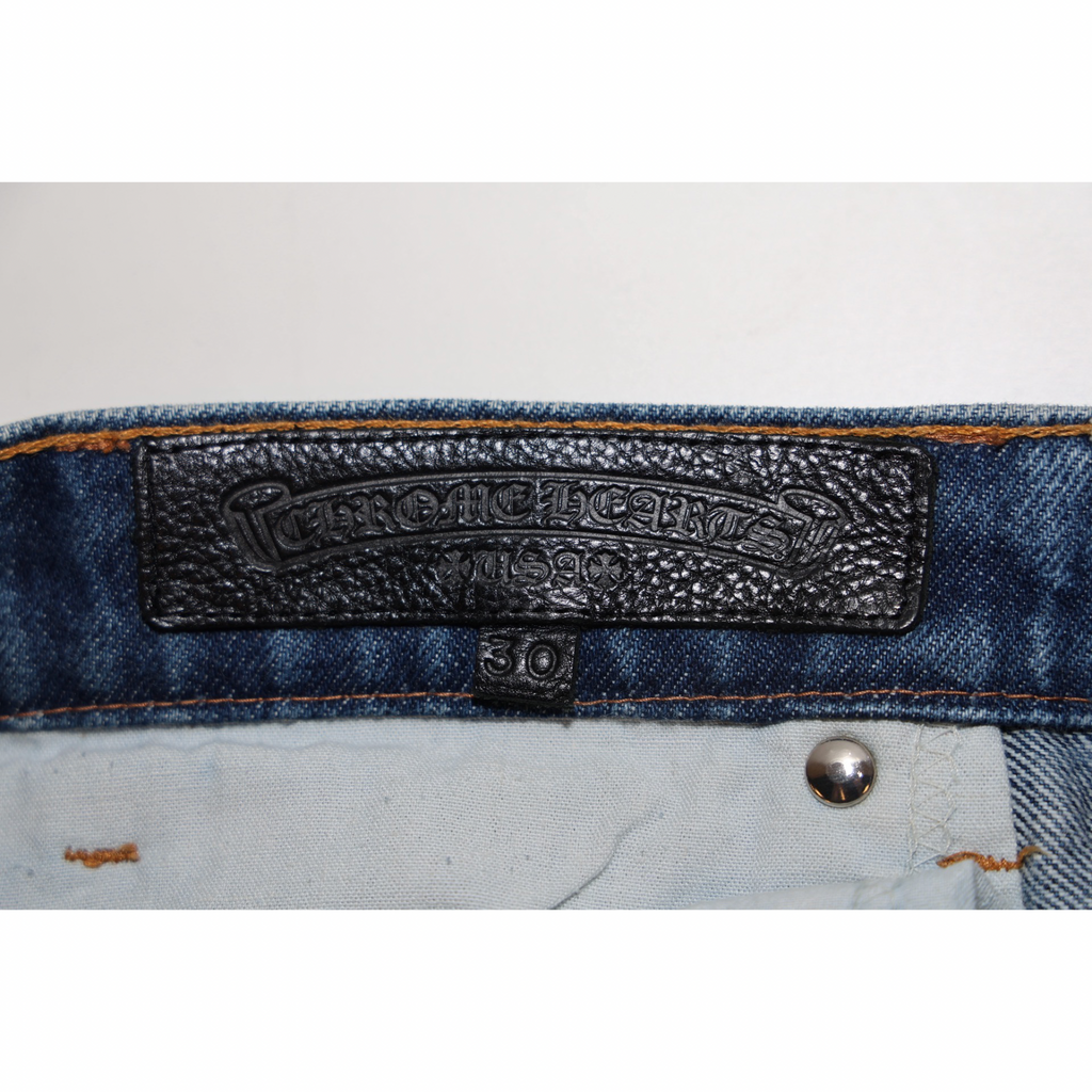 Chrome Hearts Levi's 517 Blue Cross Patch Stencil Jeans Dark Wash