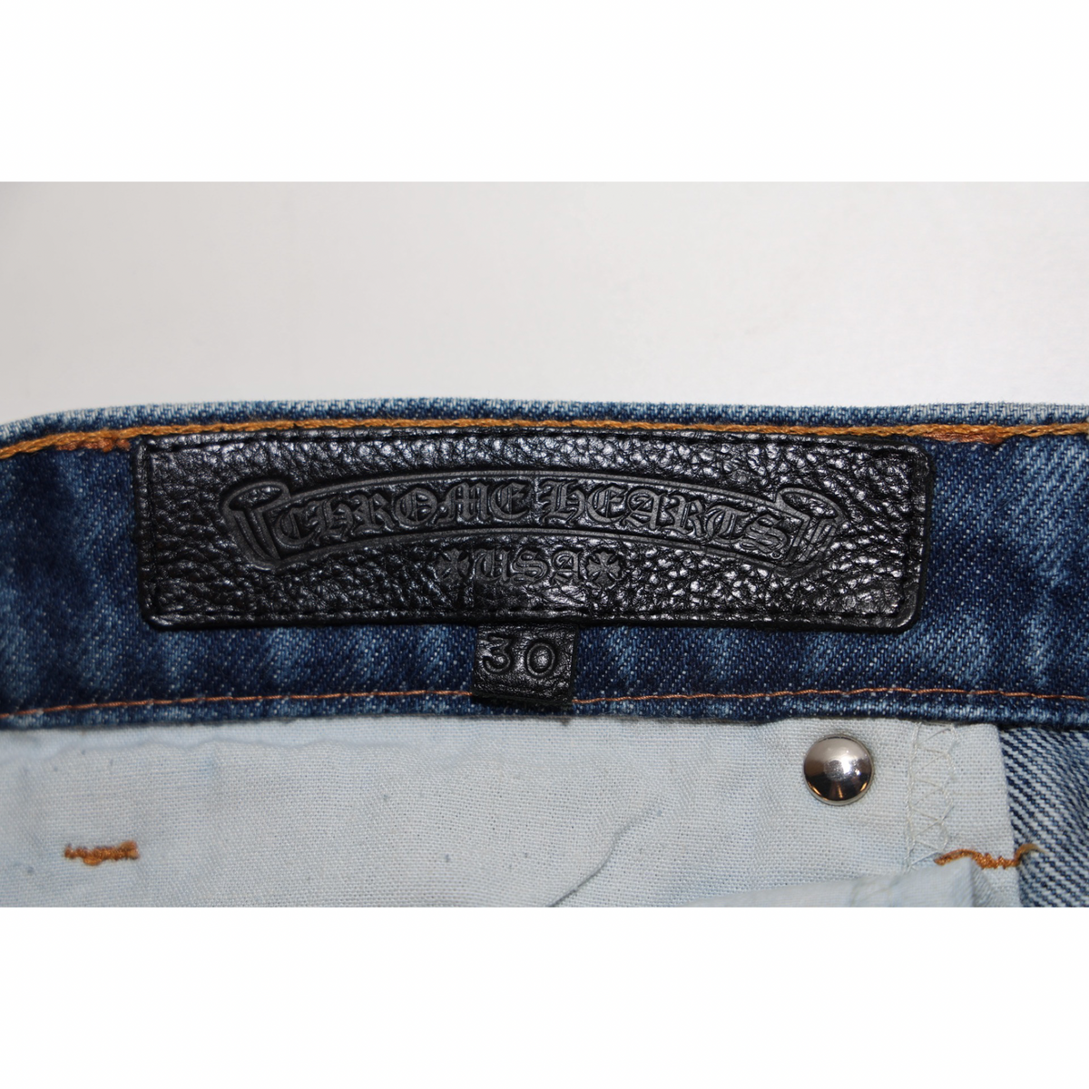 Chrome Hearts Levi's 517 Blue Cross Patch Stencil Jeans Dark Wash
