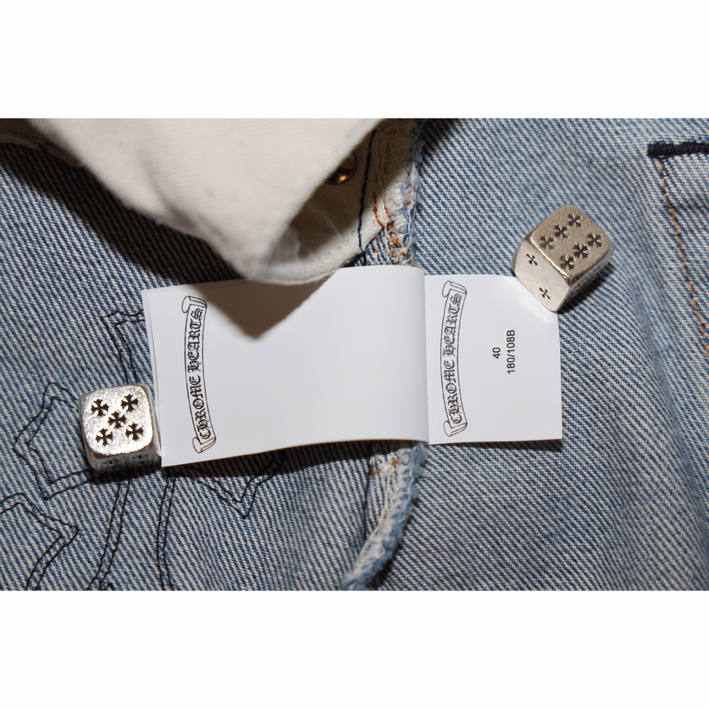 Chrome Hearts Levi’s 501 Light Denim Black Cross Patch Jeans