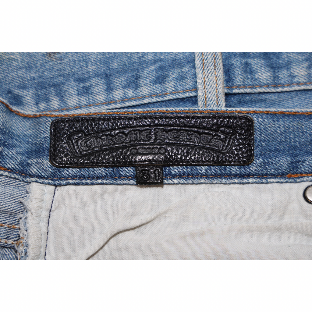 Chrome Hearts Levi’s 501 Dirty Light Wash Cross Patch Jeans