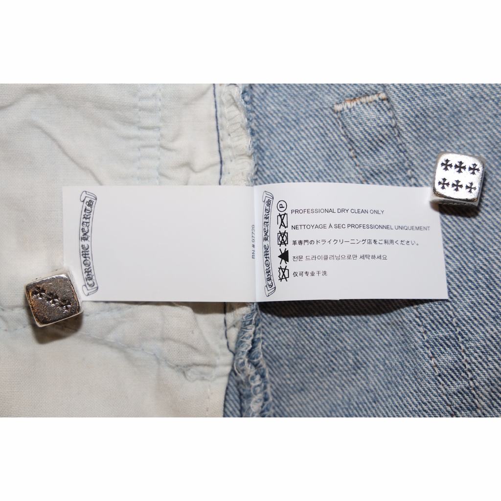 Chrome Hearts Levi’s 501 Dirty Light Wash Cross Patch Jeans
