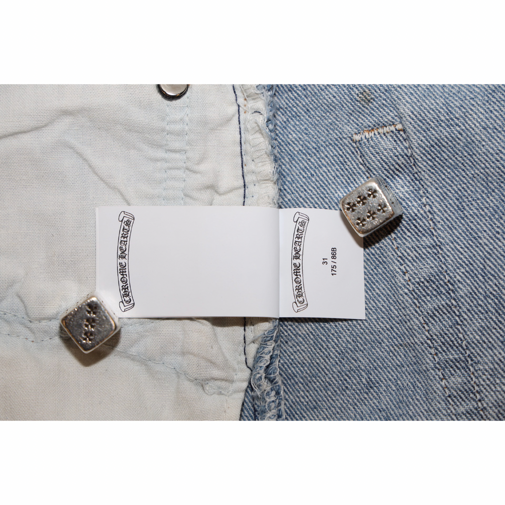 Chrome Hearts Levi’s 501 Dirty Light Wash Cross Patch Jeans