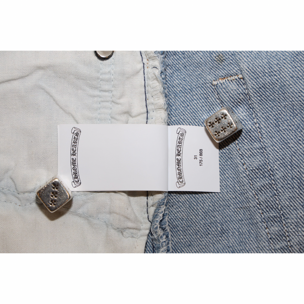 Chrome Hearts Levi’s 501 Dirty Light Wash Cross Patch Jeans