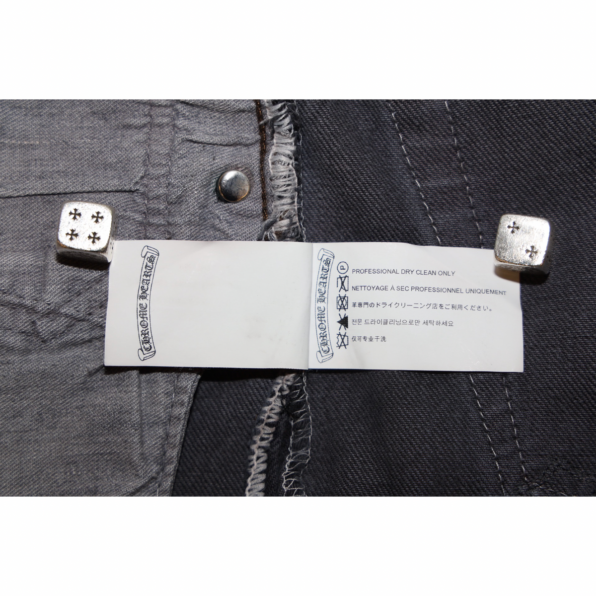 Chrome Hearts Levi's 501 Grey & Black Cross Patch Jeans