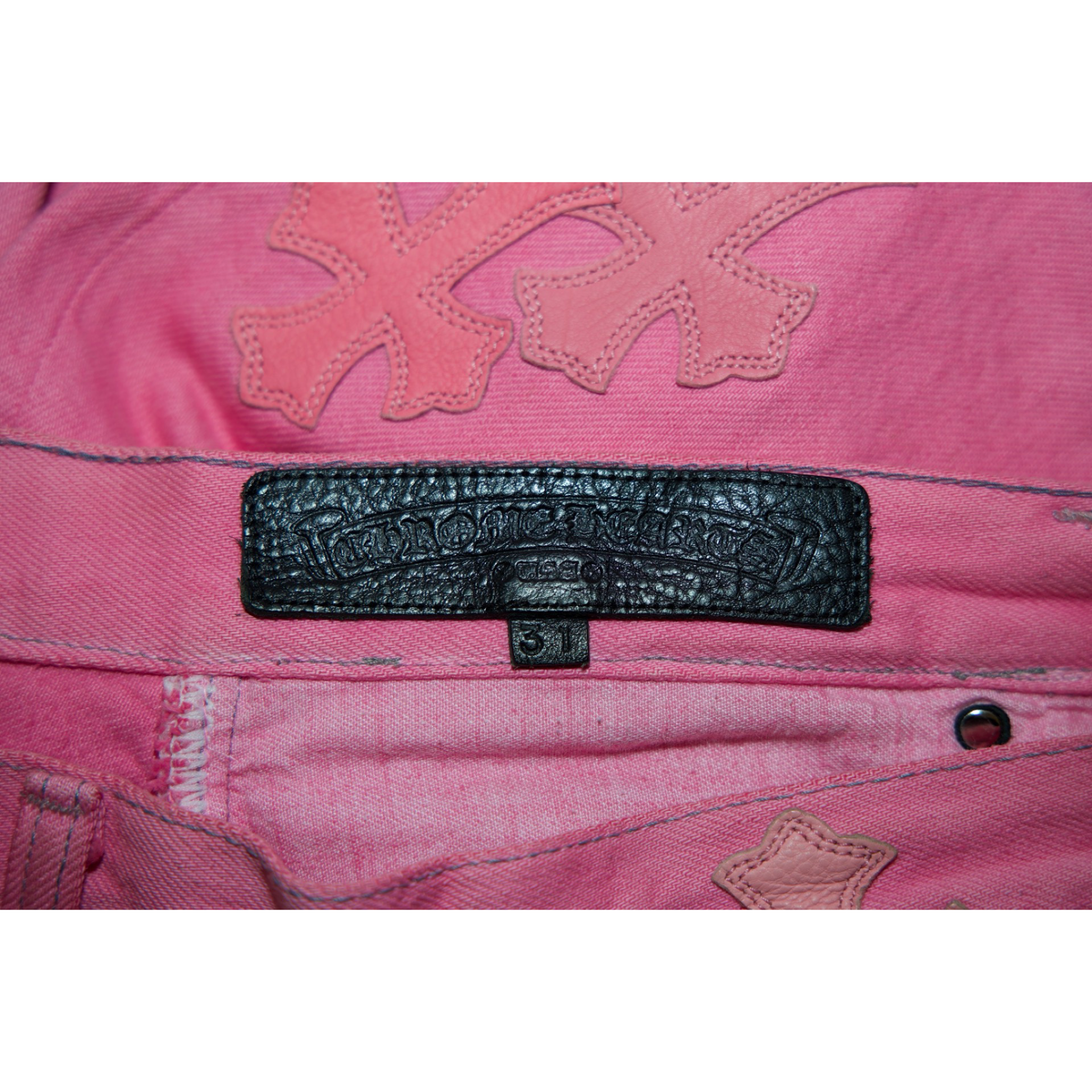 Chrome Hearts Levi's 501 Pink Cross Patch Jeans
