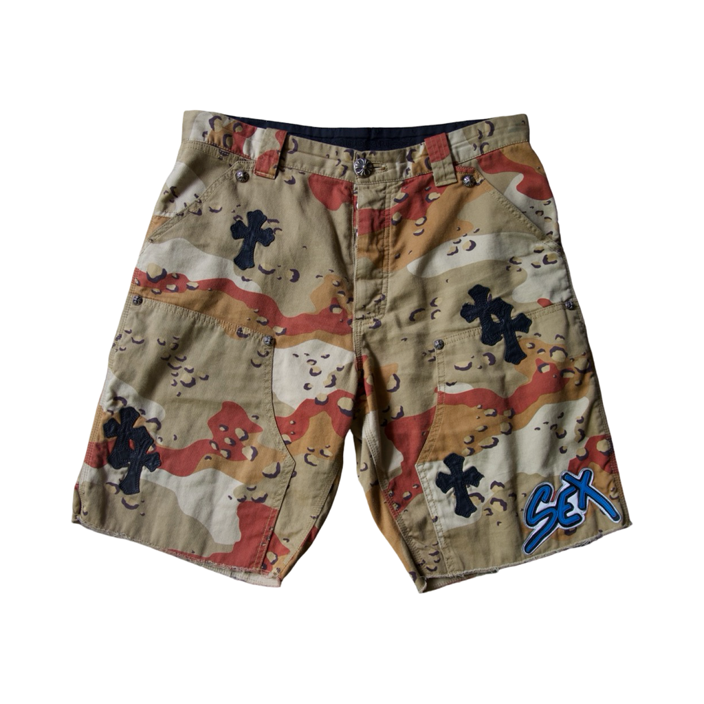 Chrome Hearts Sex Records Leather Shorts Desert Camo