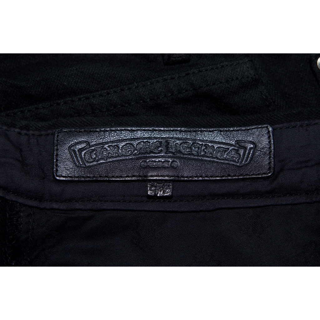 Chrome Hearts  Leopard Green Leather Cross Patch Jeans