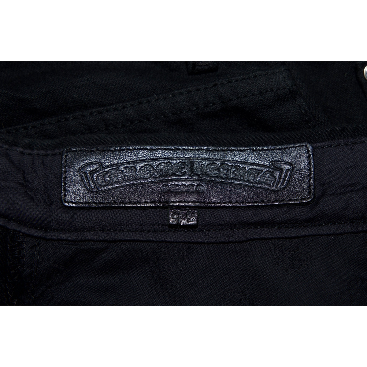 Chrome Hearts  Leopard Green Leather Cross Patch Jeans