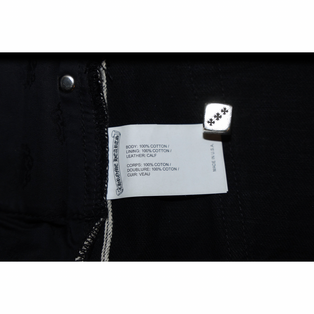 Chrome Hearts  Leopard Green Leather Cross Patch Jeans
