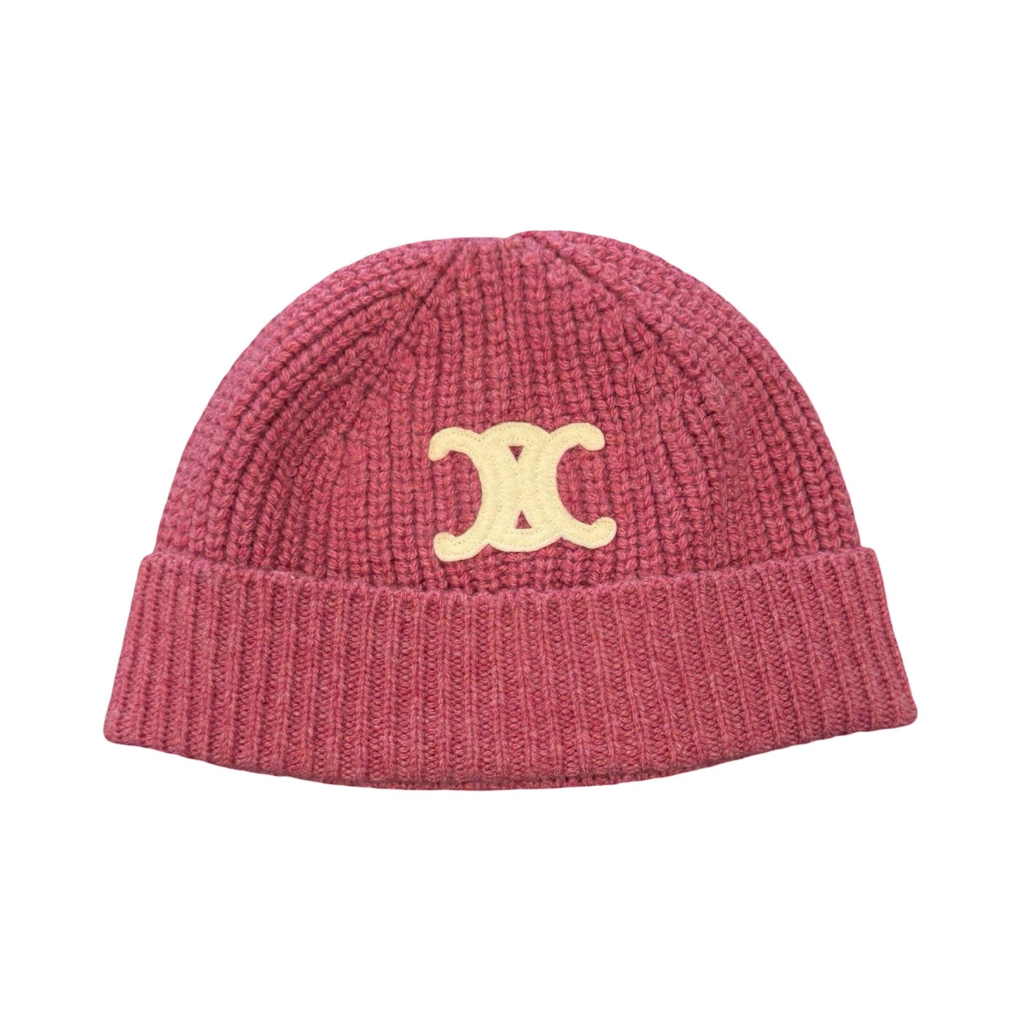 Celine Triomphe Logo Beanie Pink