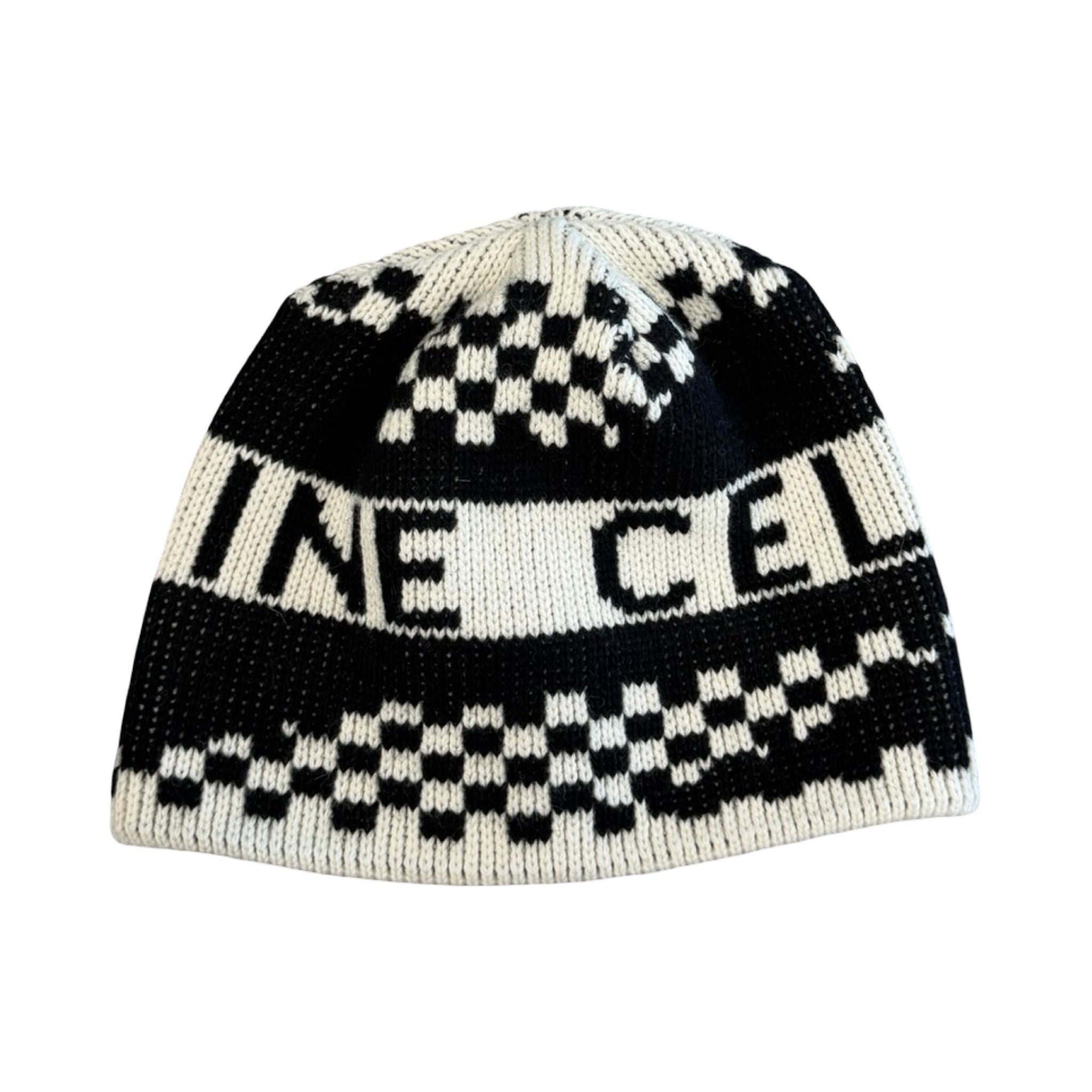 Celine Wool Beanie Checkered Black/White