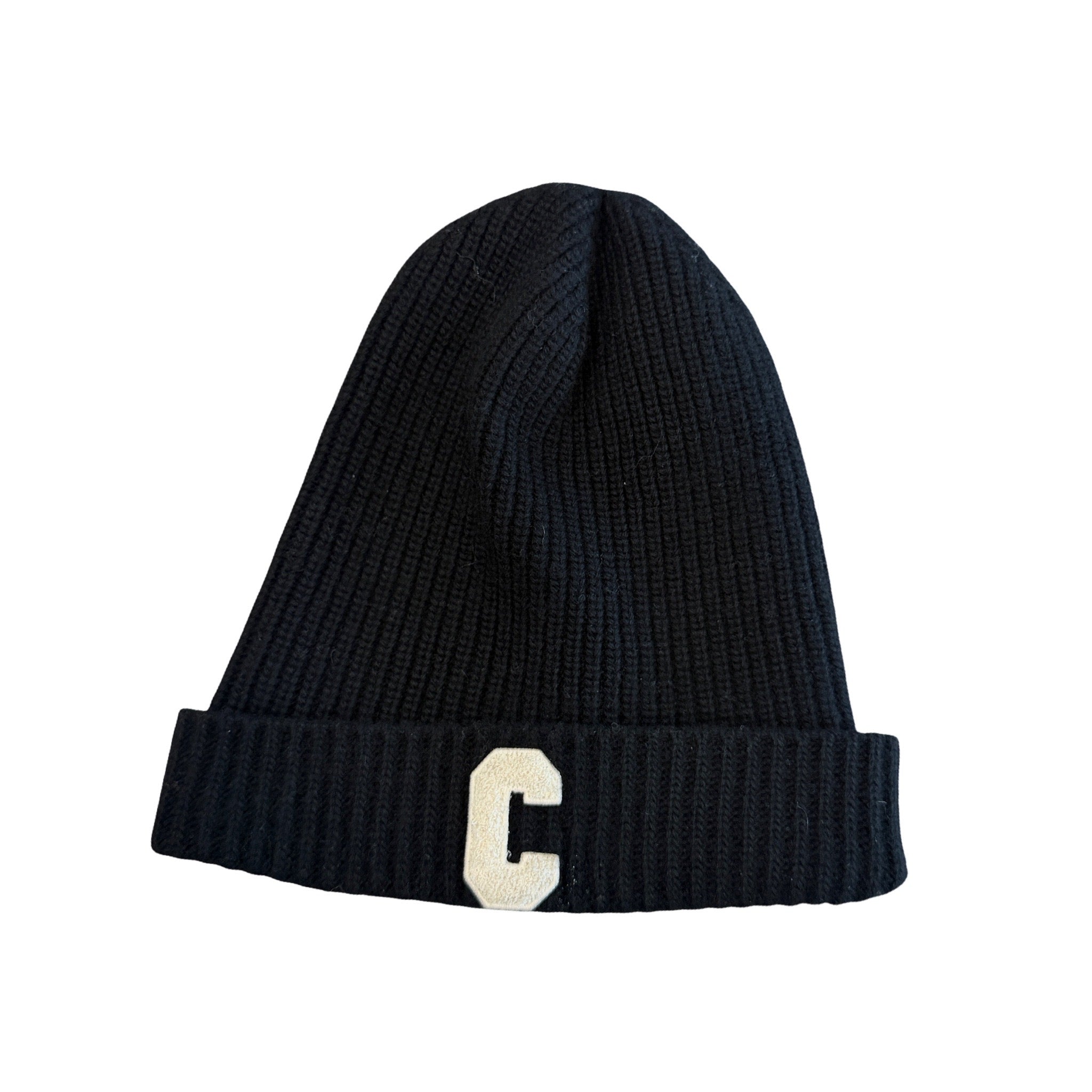 Celine Embroidered Knit Beanie Black